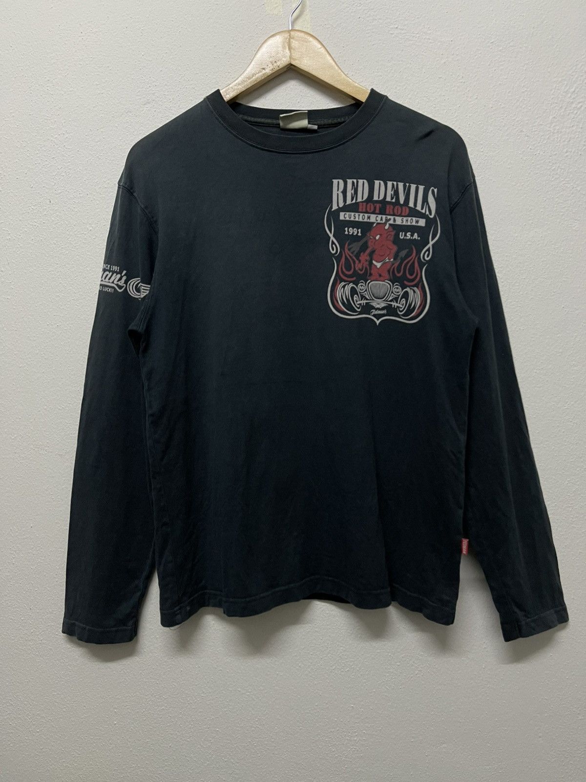 Tedman 2000s TEDMAN RED DEVIL HOT ROD LONG SLEEVE TSHIRT FADED Size US M / EU 48-50 / 2 - 2 Thumbnail