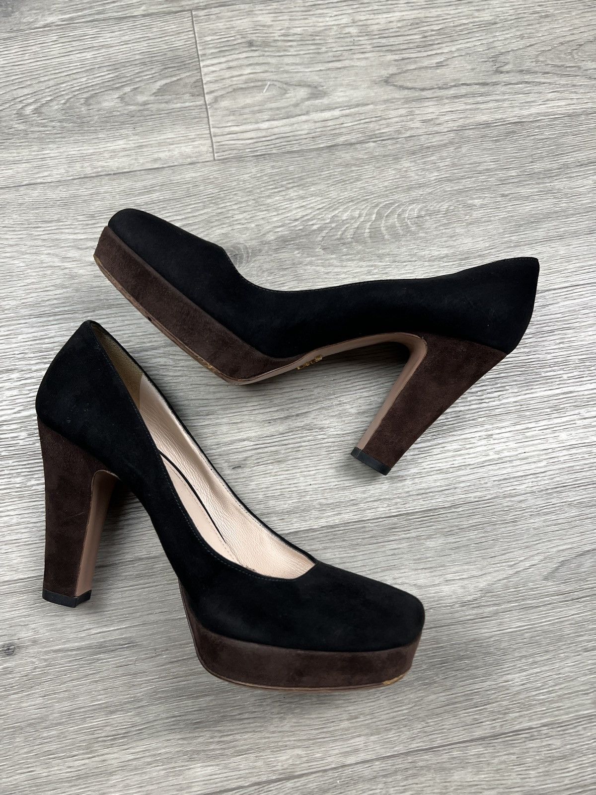 Prada Vintage Prada Suede Platform Heels – Two-Tone Brown & Black Size US 7.5 / IT 37.5 - 3 Thumbnail