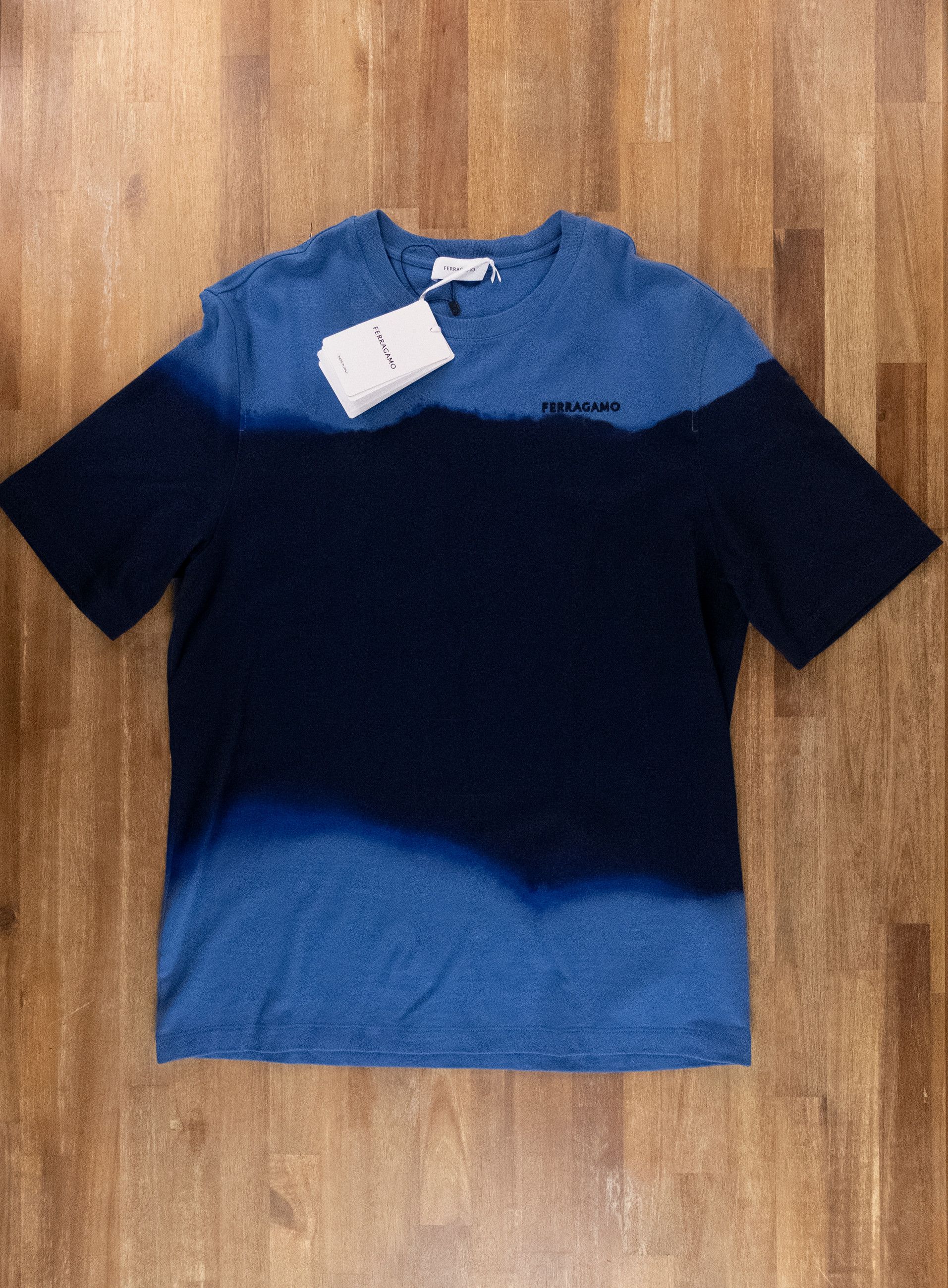 Salvatore Ferragamo SALVATORE FERRAGAMO blue navy colorblock t-shirt Medium Size US M / EU 48-50 / 2 - 1 Thumbnail