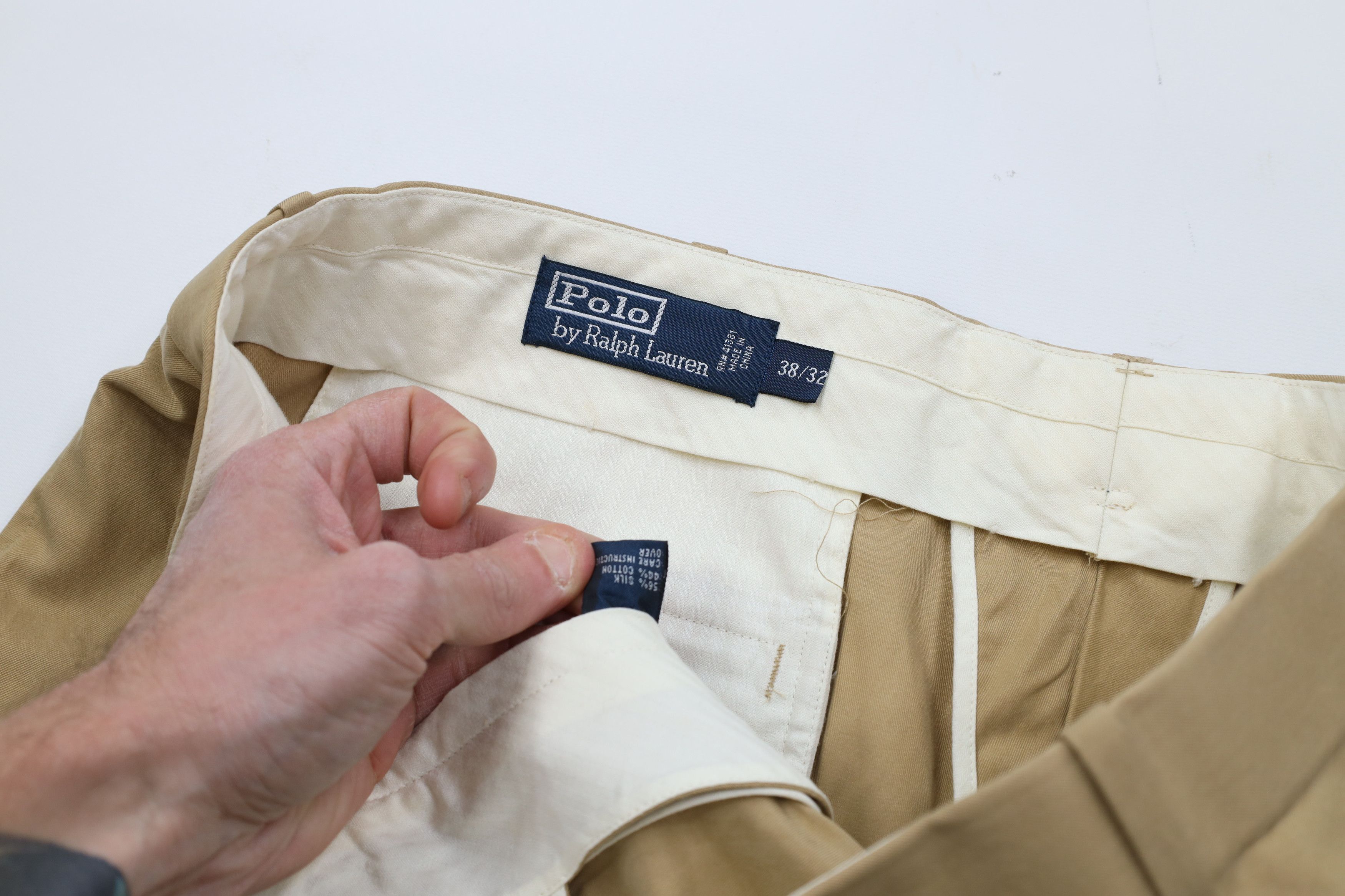 Ralph Lauren Vintage 90s Ralph Lauren Blend Wide Leg Chino Pants Beige Size US 38 / EU 54 - 8 Thumbnail