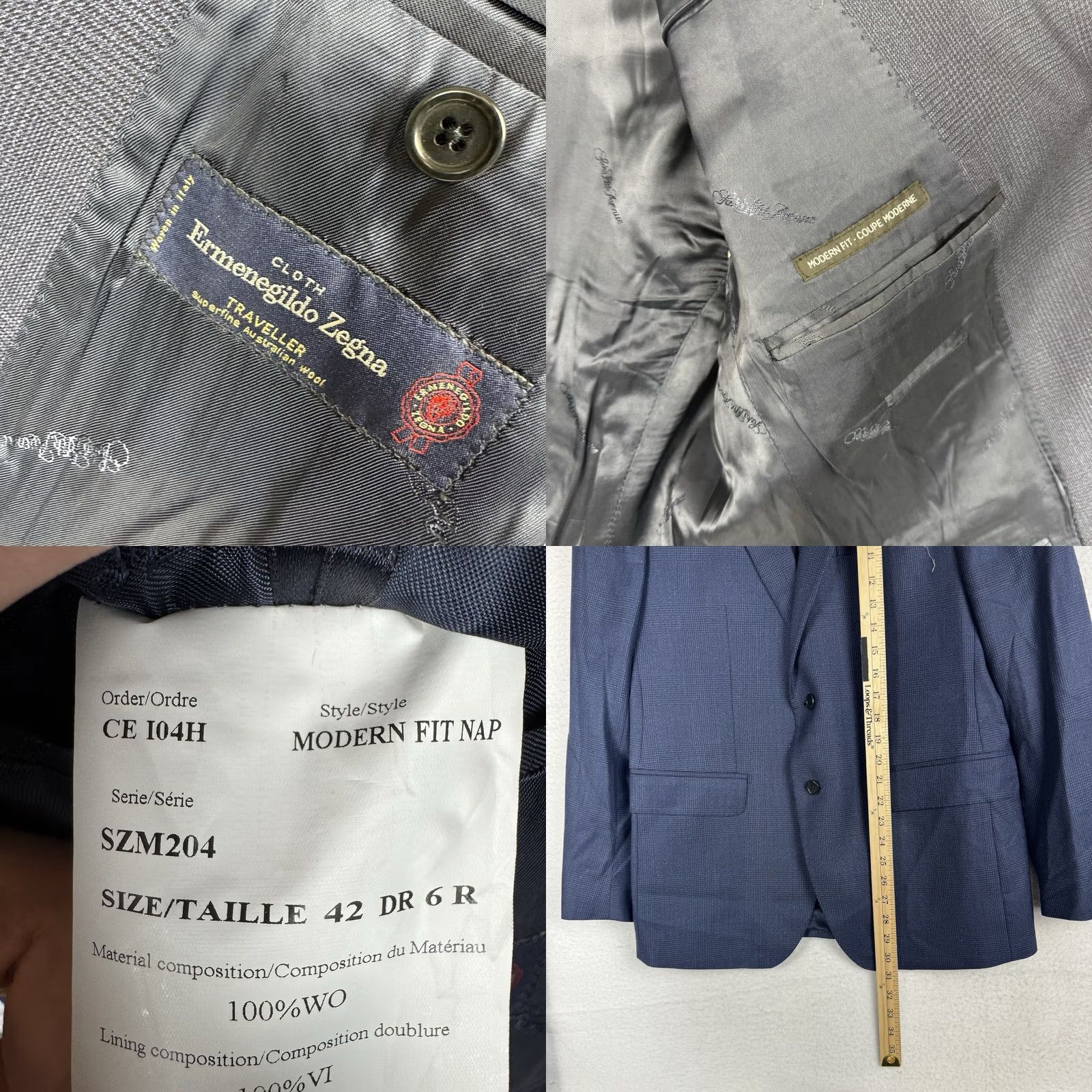 Ermenegildo Zegna Ermenegildo Zegna Blazer Mens 42R Plaid Wool Notch Lapel 2 Piece Travel Business Casual Modern Fit Size 42R - 8 Thumbnail