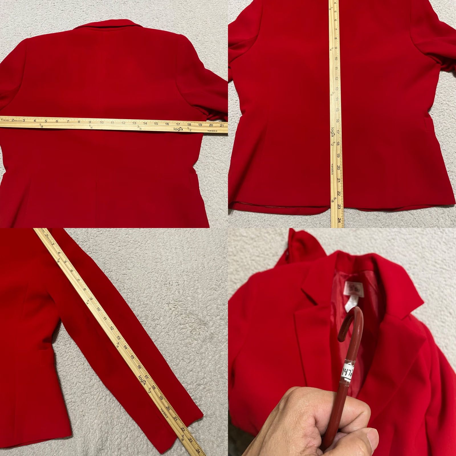 Bob Mackie Mackie Blazer Jacket 6P Women’s Petite Red Lined 1 Button Business Casual Spring Fall Winter Size M / US 6-8 / IT 42-44 - 8 Thumbnail