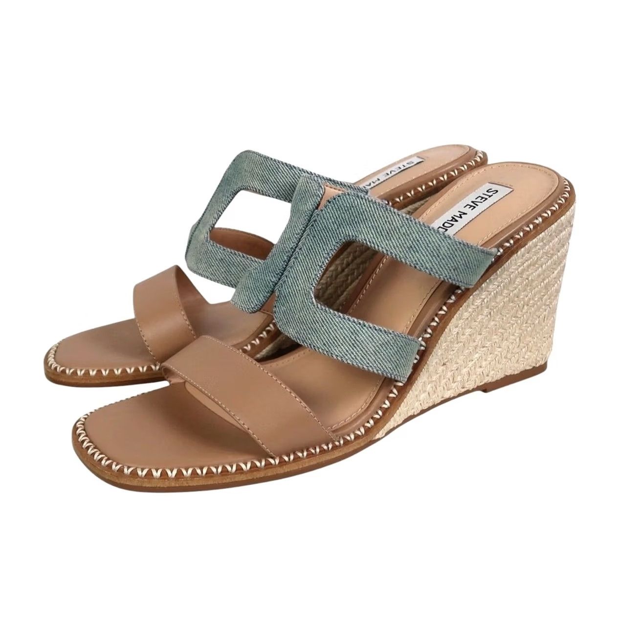 Steve Madden Steve Madden Sandal Women Tan Leather Espadrille Wedge Heel Hopeful 9.5 Size US 10 / IT 40 - 3 Thumbnail