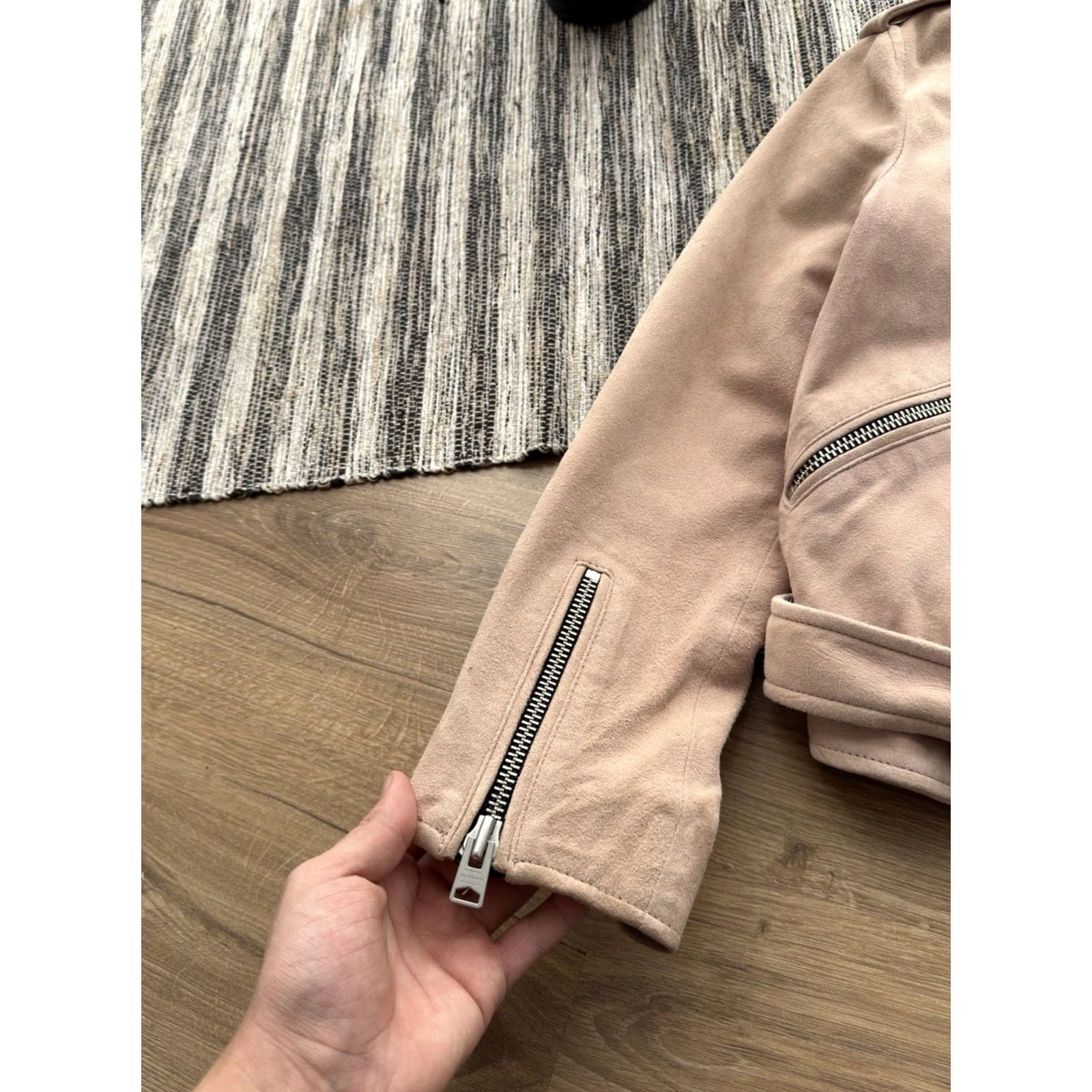 Allsaints VINTAGE AllSaints Suede Balfern Biker Jacket Womens Pink Size M UK 10 US 6 EU 38 80s 90s Casual Streetwear Leather Jacket Womens Size M / US 6-8 / IT 42-44 - 6 Thumbnail
