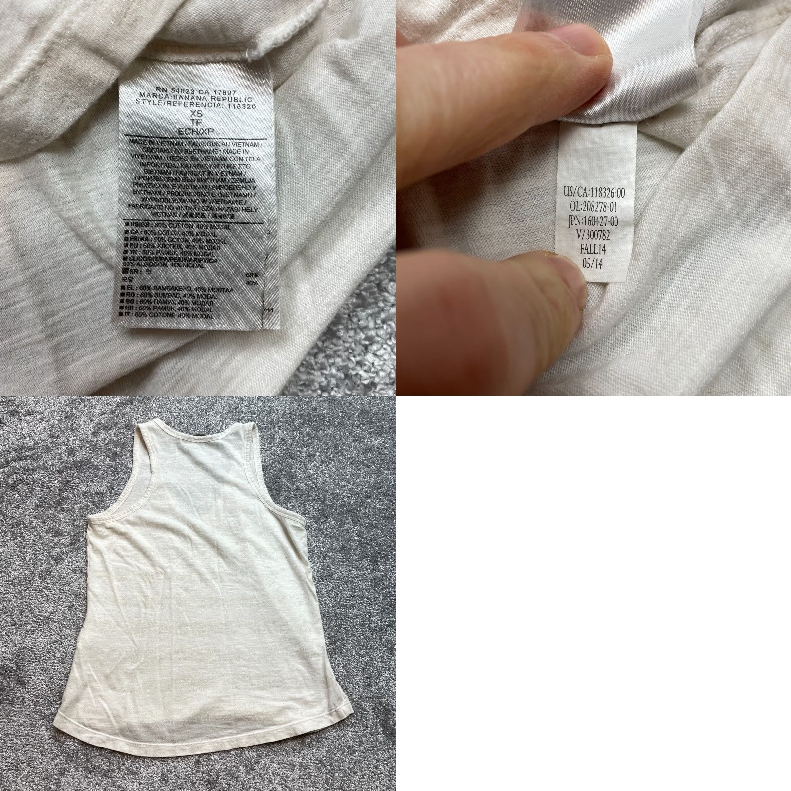 Banana Republic Banana Republic Tank Top Shirt Womens XS Beige Shiny Glitter Striped V Neck Soft Size XS / US 0-2 / IT 36-38 - 8 Thumbnail