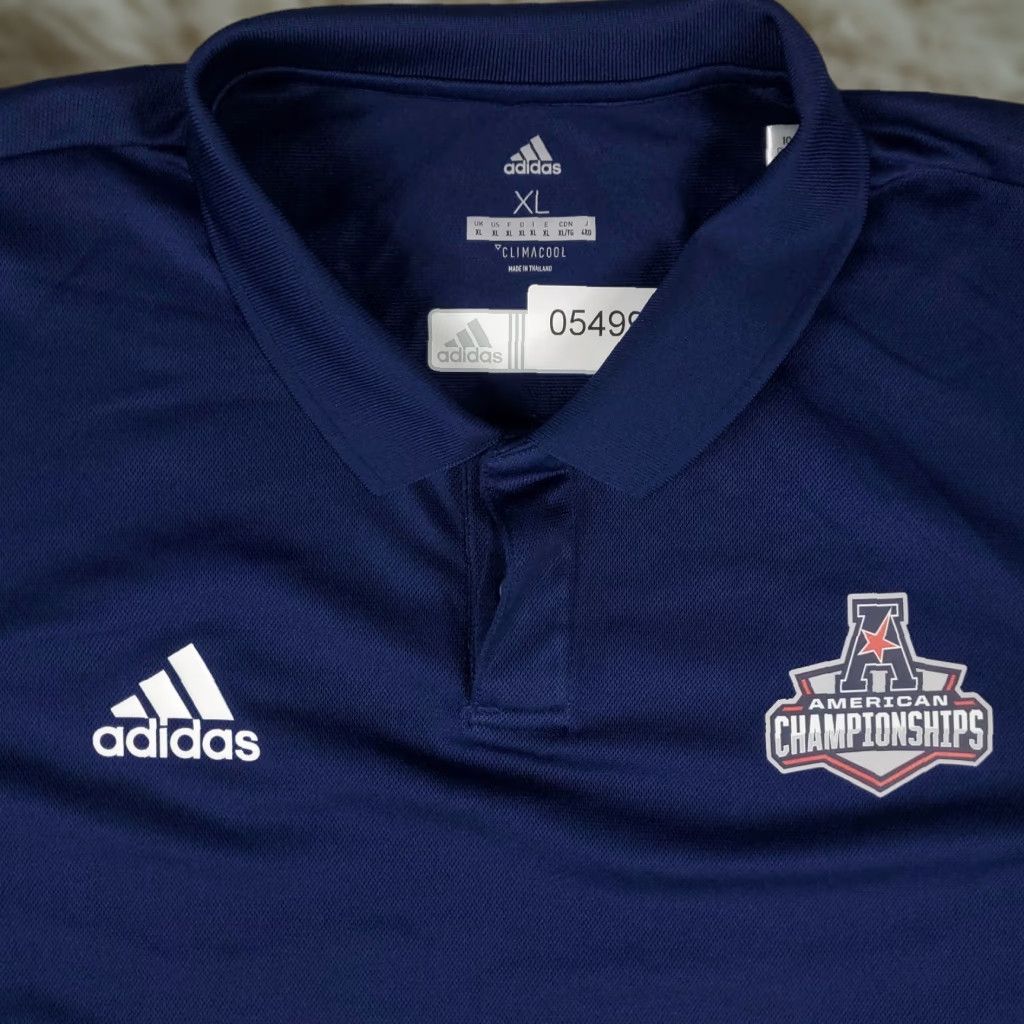 Adidas Adidas Polo Shirt Mens XL Blue American Championship Casual Short Sleeve Polo Shirt XL Blue Adidas Mens Size US XL / EU 56 / 4 - 1 Thumbnail