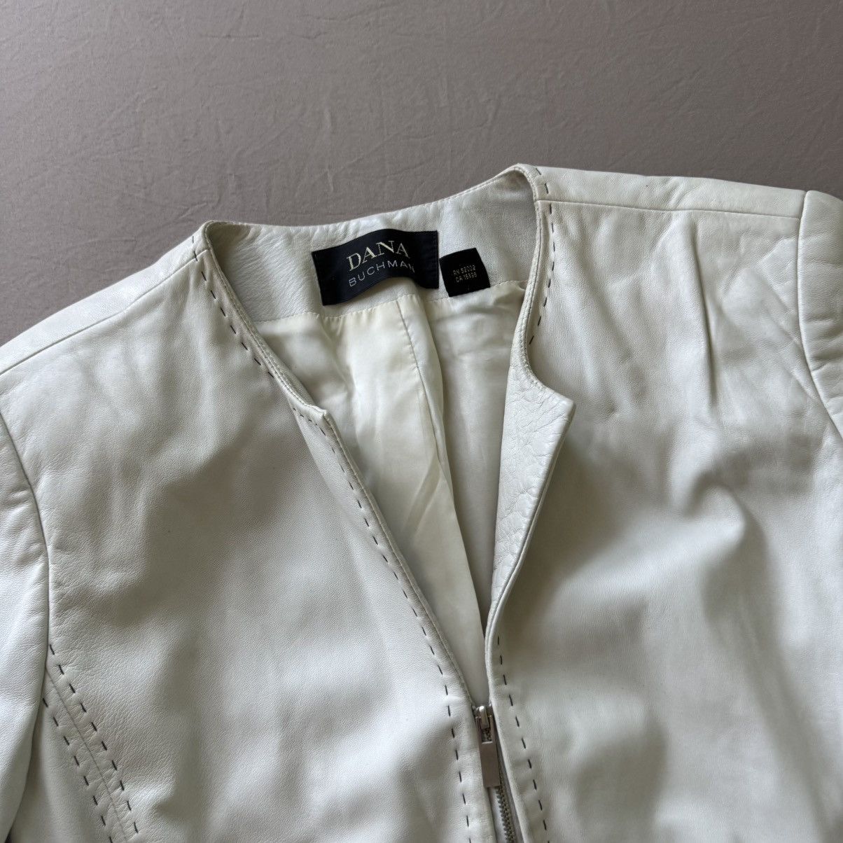 Other Vintage Dana Buchman Lambskin Leather Moto Jacket Size XL / US 12-14 / IT 48-50 - 3 Thumbnail