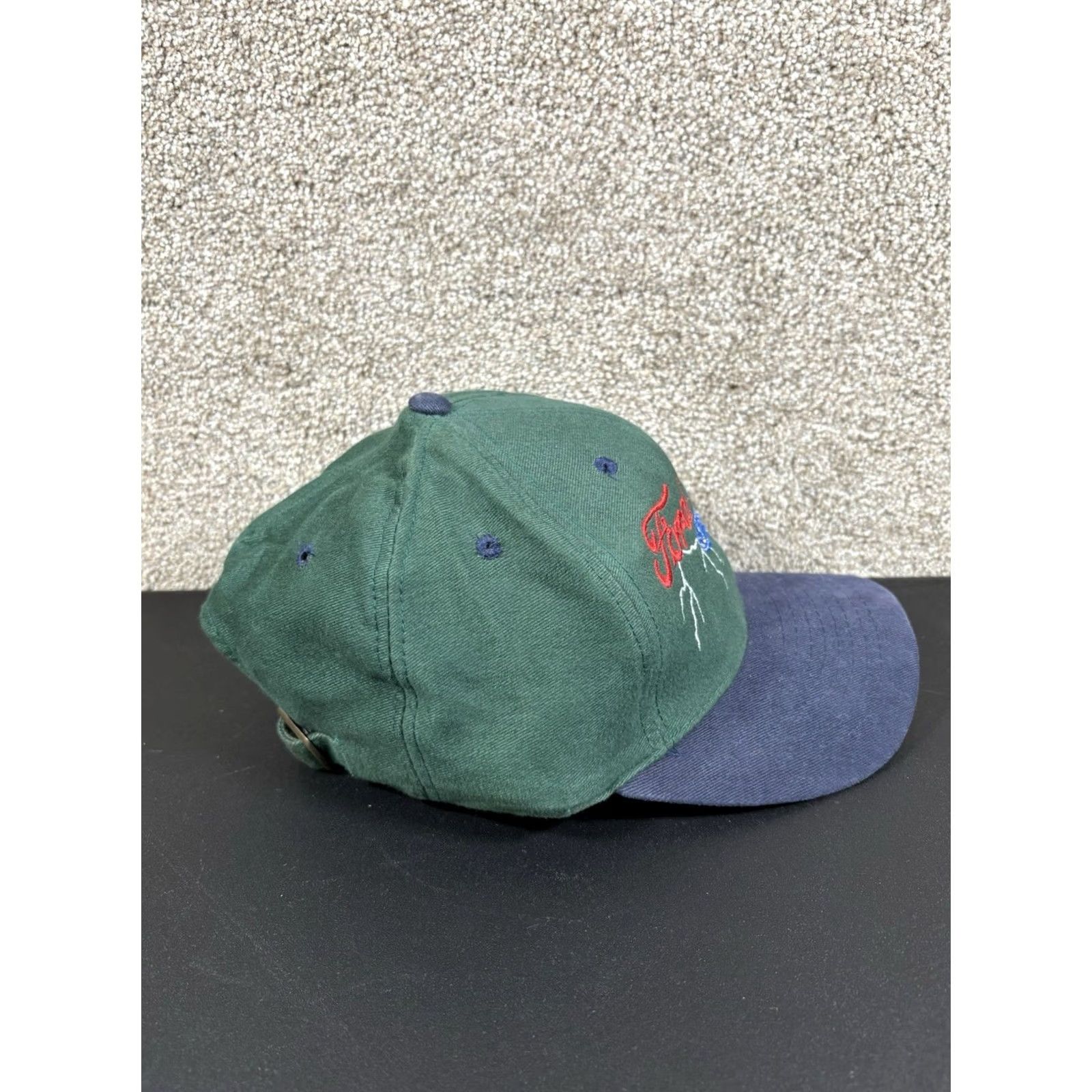 Ford VINTAGE Mohrs Strapback Ford Thunder Lightning Hot Rod Trucker Green Hat Cap OSFA Men Adjustable Cap OSFA Green Hats Size ONE SIZE - 4 Thumbnail