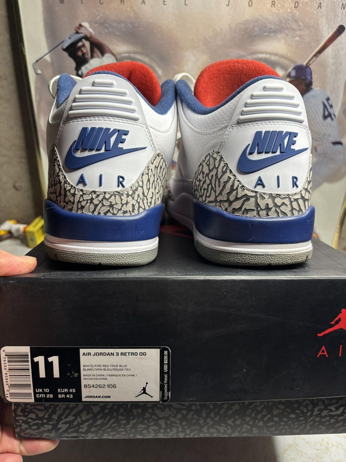 Jordan Brand Air Jordan 3 Retro OG True Blue 2016 Size US 11 / EU 44 - 7 Thumbnail