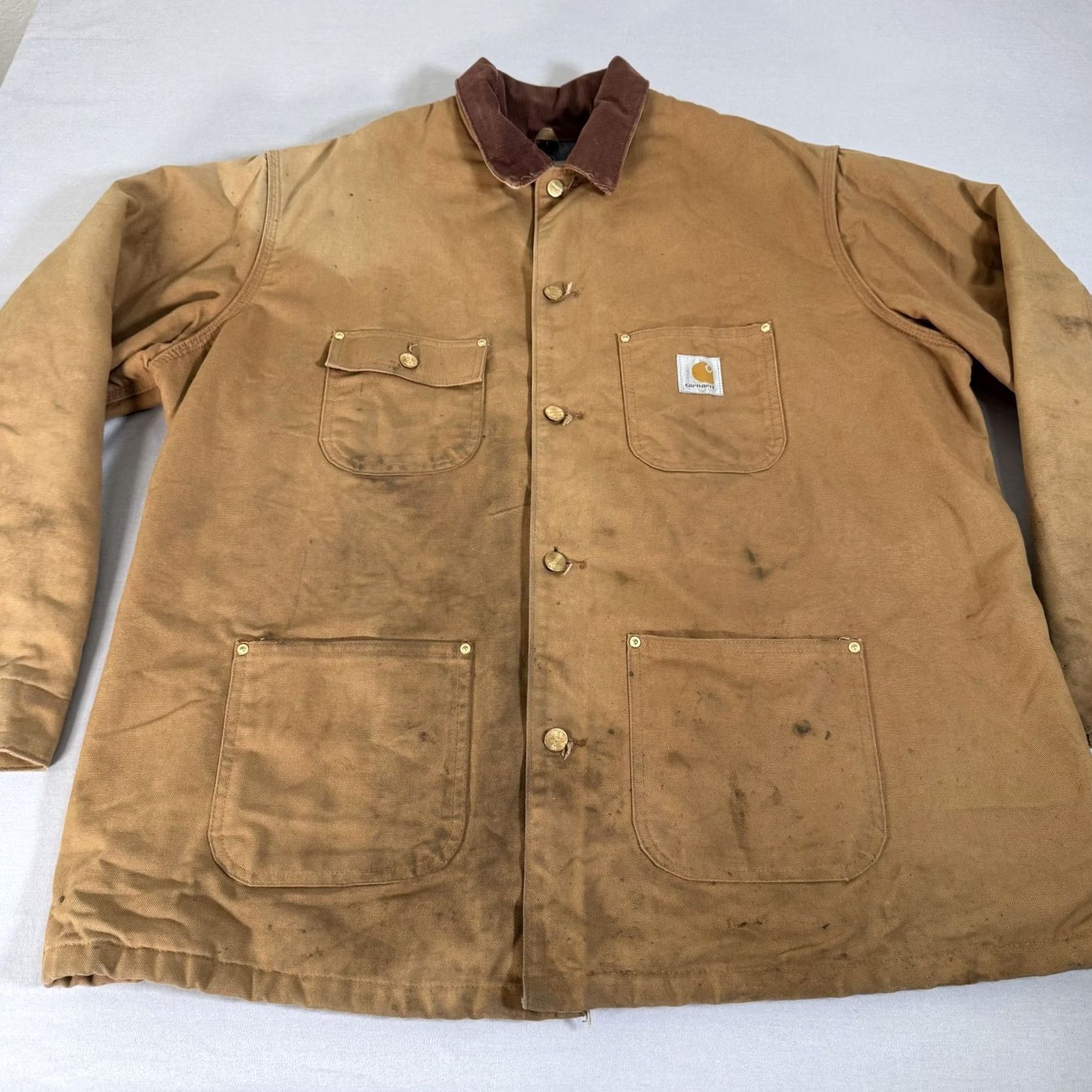 Carhartt VINTAGE Carhartt Jacket Mens XL Brown Canvas Chore Barn Coat Blanket Lined C001 BRN 90s Size US XL / EU 56 / 4 - 3 Thumbnail