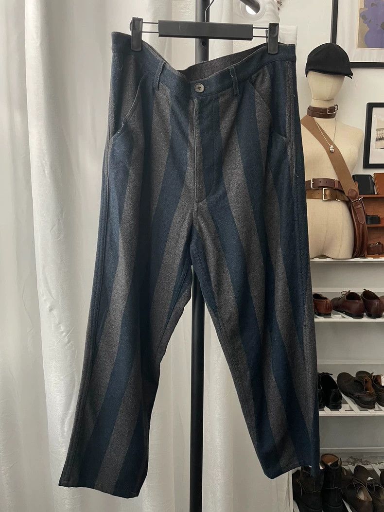 Comme des Garcons Comme des Garçons size l Wool blue-brown dark stripe slouc Size US 30 / EU 46 - 1 Thumbnail
