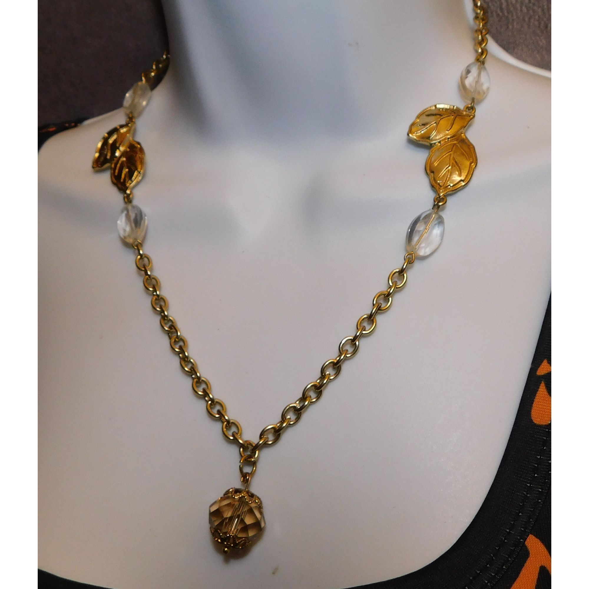 Other Gold Gemmed Leaf Accent Fairy Cosplay Necklace Size ONE SIZE - 4 Thumbnail
