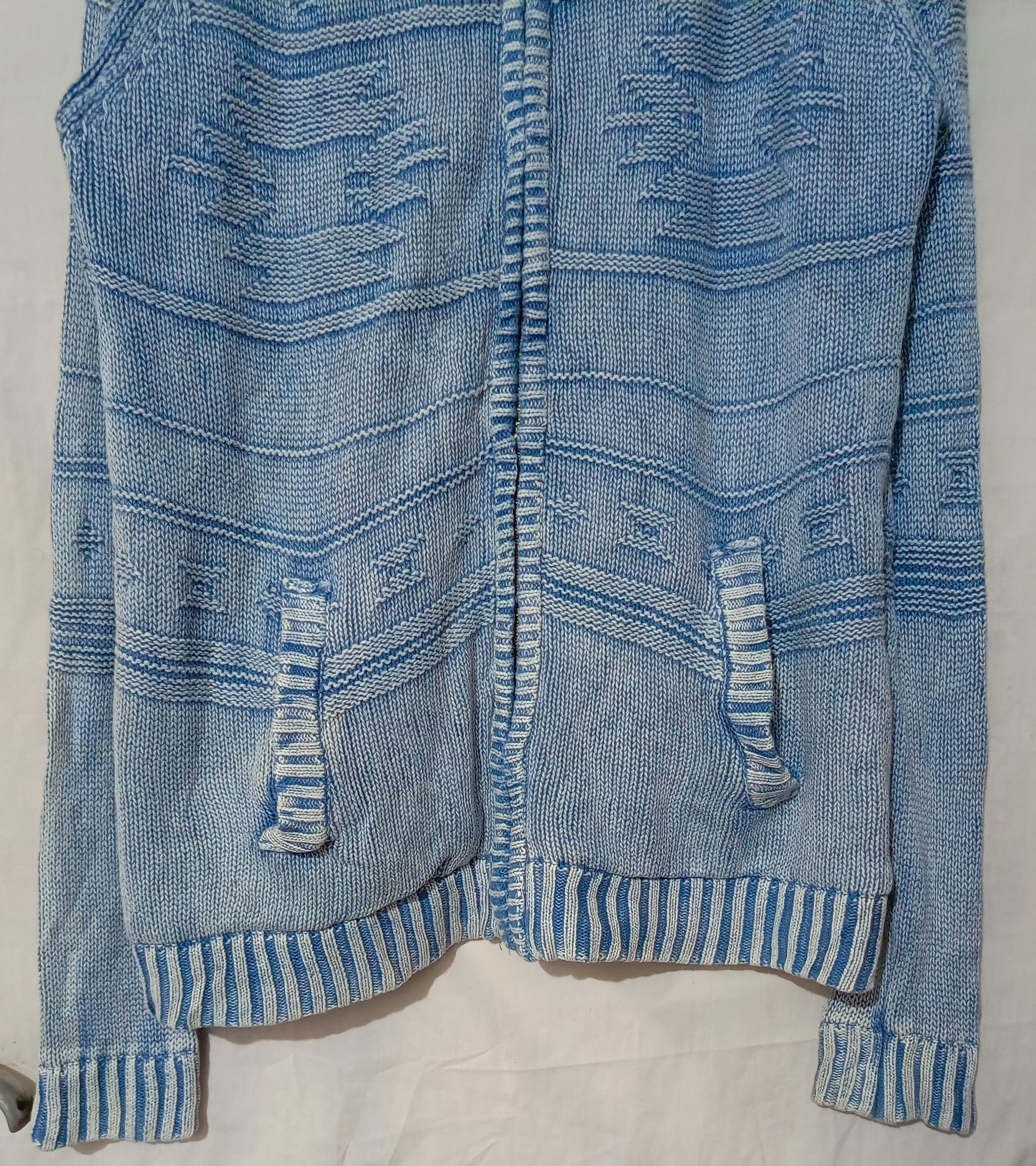 Japanese Brand Navajo Knit Indigo Flecce Hoodie Zip up Jacket Size US L / EU 52-54 / 3 - 4 Thumbnail