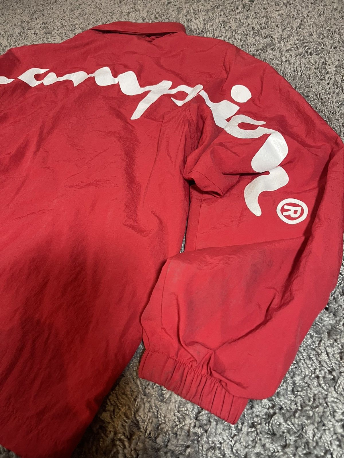 Champion × Supreme 2018SS Supreme Champion Track Hooded Jacket Red Size US M / EU 48-50 / 2 - 10 Thumbnail