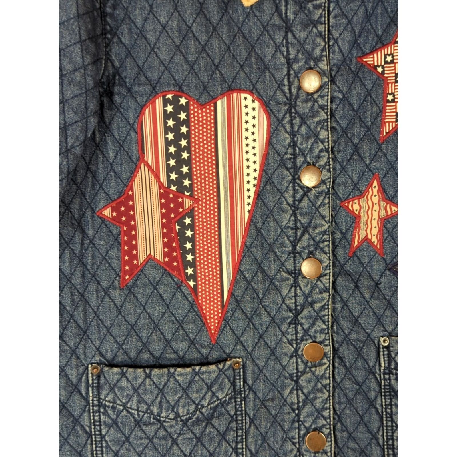 Denime VINTAGE Denim Jacket Womens L Quilted Corduroy Collar Americana Jacket Womens L Quilted Blue Denim Coat Fall Winter Spring - Size L / US 10 / IT 46 - 5 Thumbnail