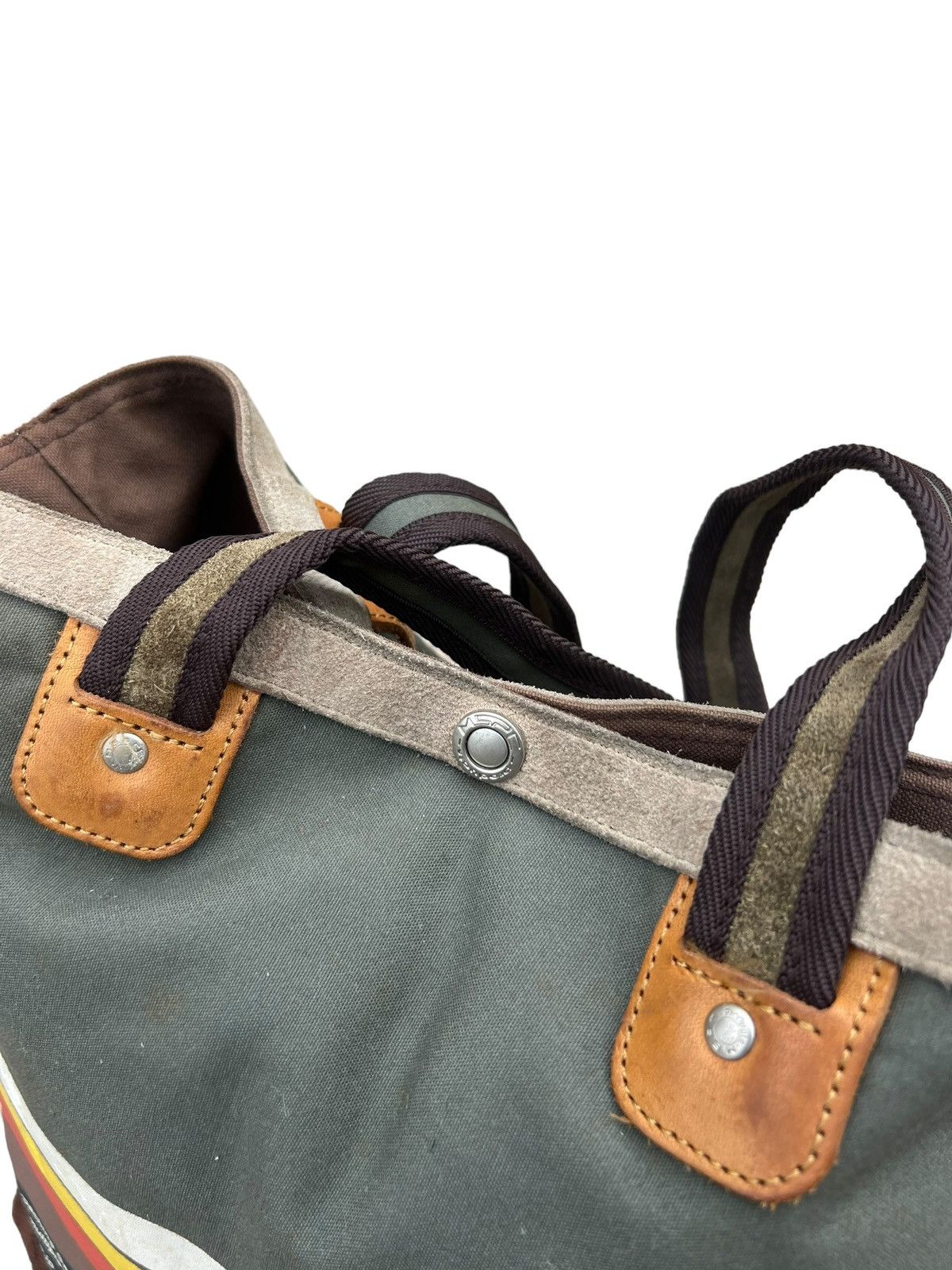 MasterPiece VTG Masterpiece Japan Fade Stains Canvas Leather Tote Bag Size ONE SIZE - 17 Thumbnail
