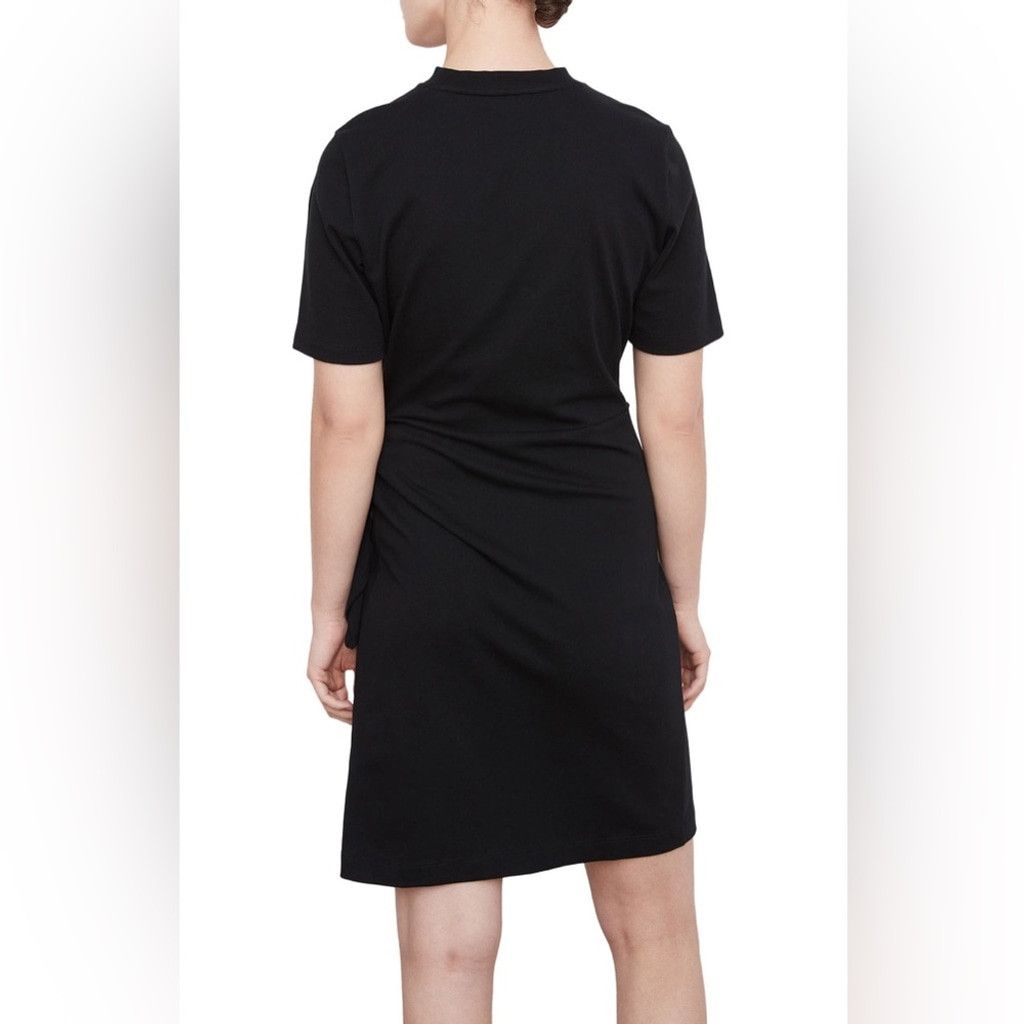 Vince Vince Jet Black Side Tie Cotton T-Shirt Dress Size S Size S / US 4 / IT 40 - 2 Thumbnail