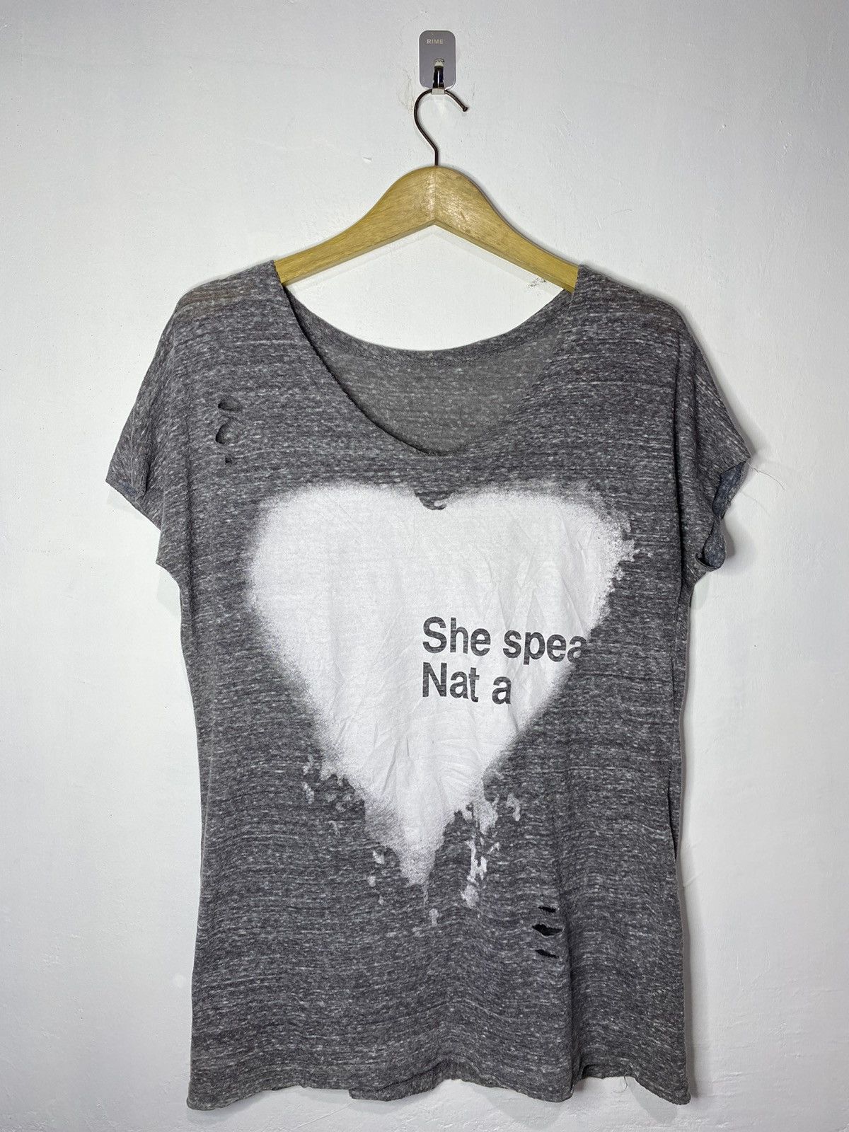 14th Addiction × KMRii × Yasuyuki Ishii Vintage she speak nat a love distrssed tee Size US L / EU 52-54 / 3 - 1 Thumbnail