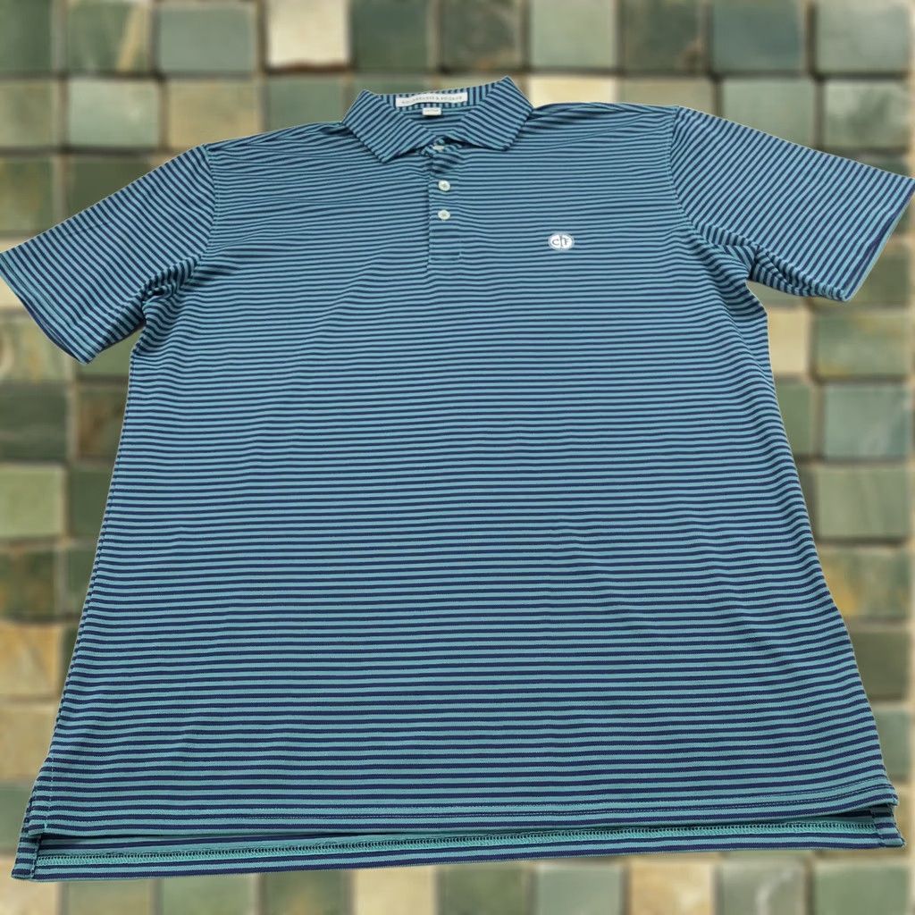 Vintage Holderness & Bourne Polo Shirt LG Golf SS Button Striped Blue Green Shirt Men's Size US L / EU 52-54 / 3 - 1 Thumbnail