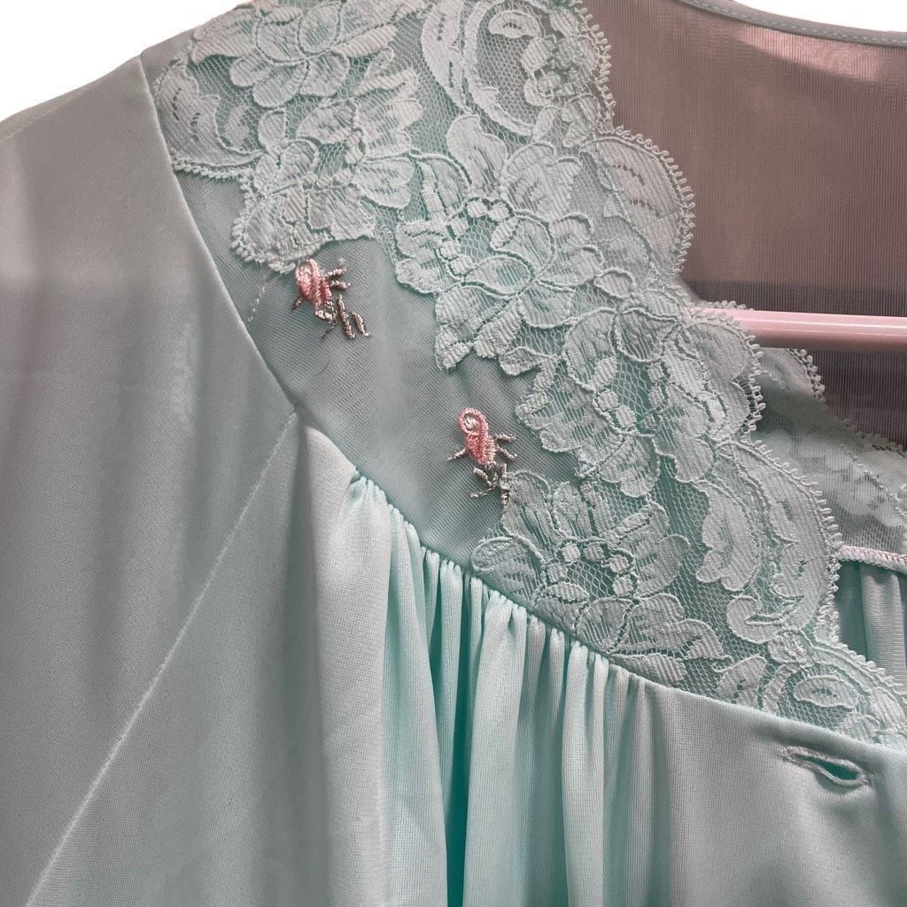 Vintage Vtg 70s Shadowline Womens Peignoir Set M Robin Egg Blue Mad Size ONE SIZE - 8 Thumbnail