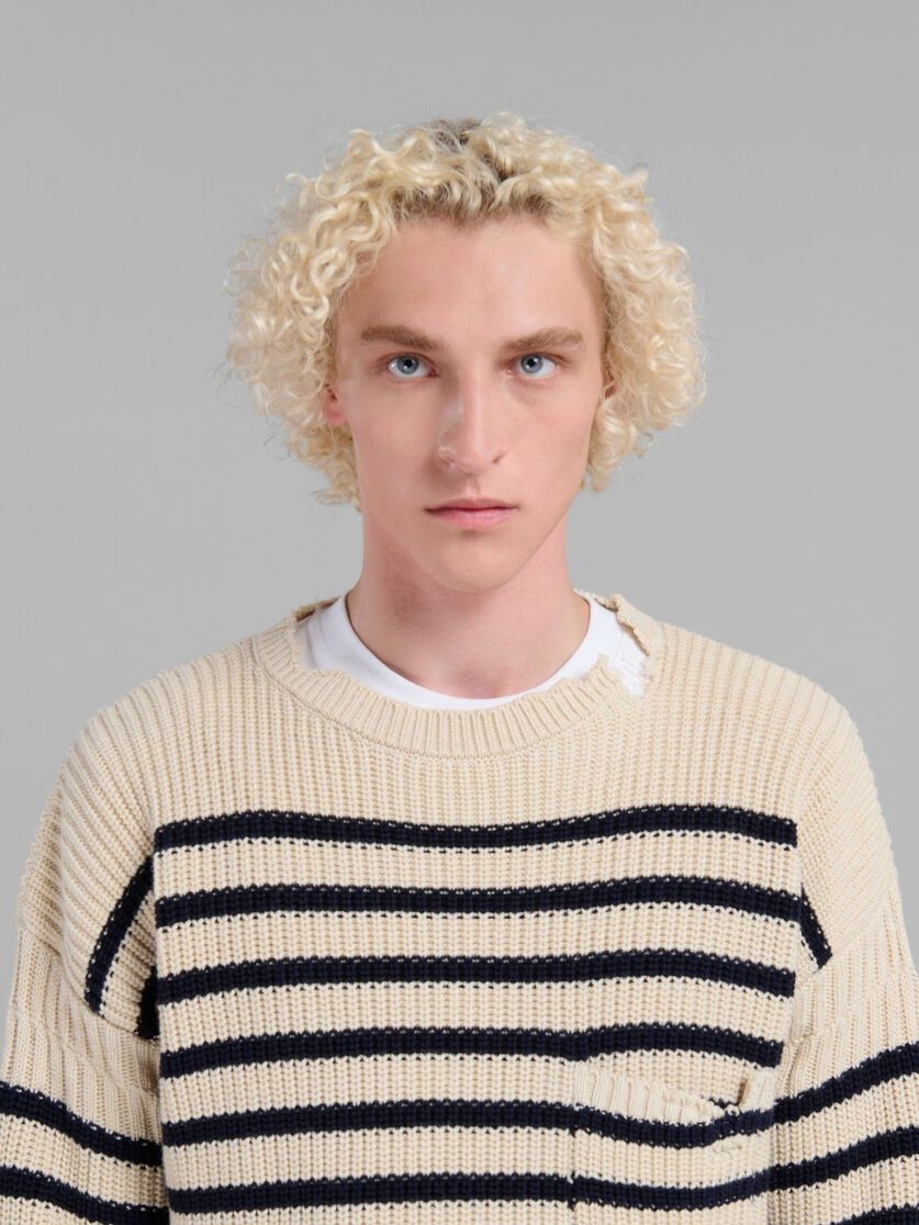 Marni o1w1db10125 Two-Tone Striped Jumper in Black/Beige Size US S / EU 44-46 / 1 - 3 Thumbnail