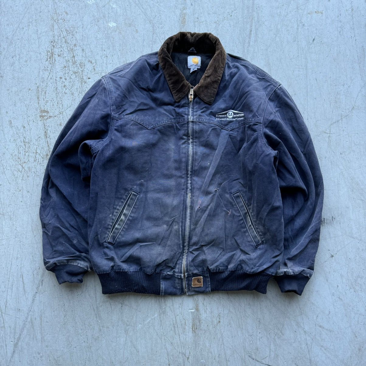 Carhartt × Vintage Vintage 90s Carhartt Santa Fe Navy Faded Workwear Jacket Size US XL / EU 56 / 4 - 1 Thumbnail