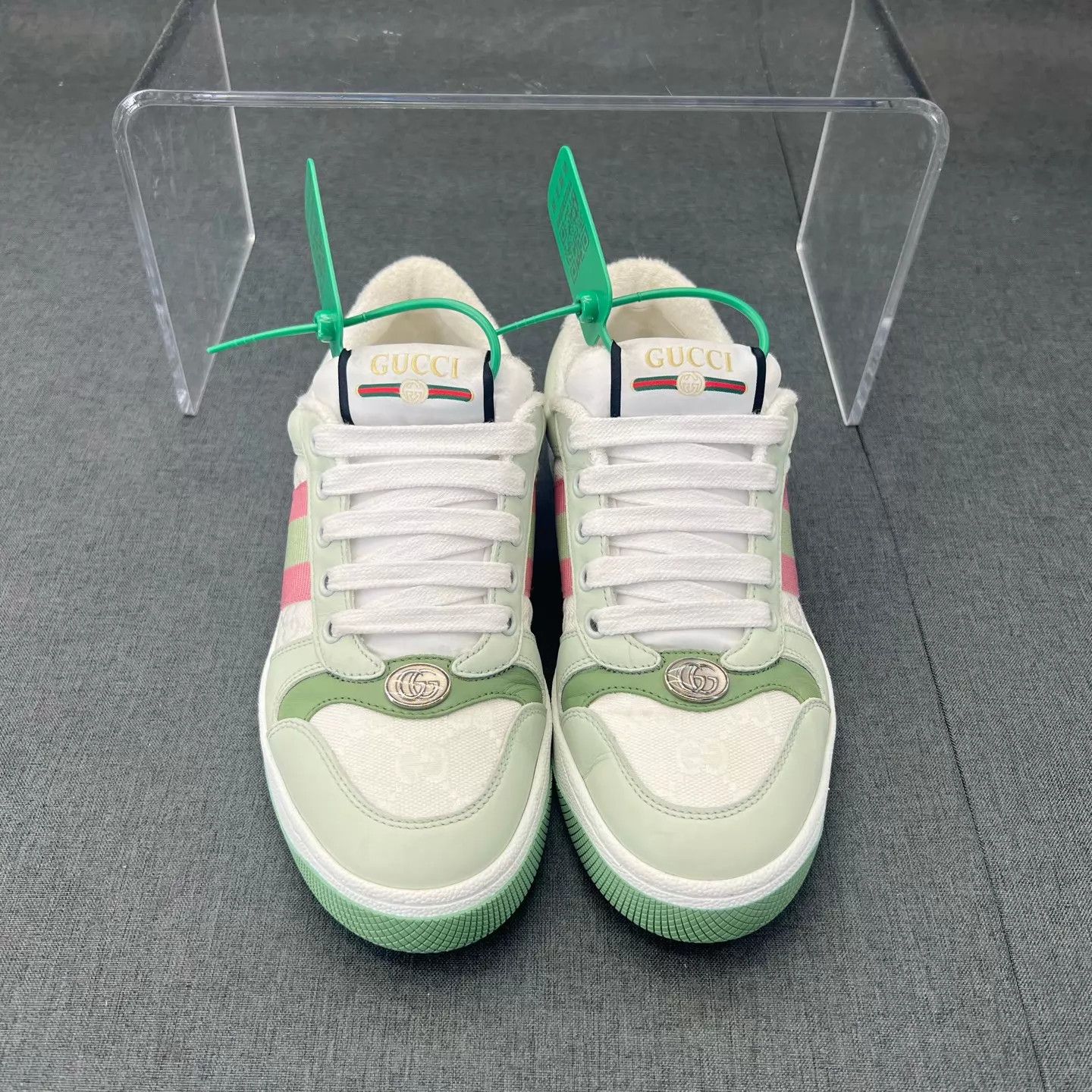 Gucci Gucci Distressed Sneakers Women's White/Pink/Green 35.5 Size US 5 / IT 35 - 7 Thumbnail
