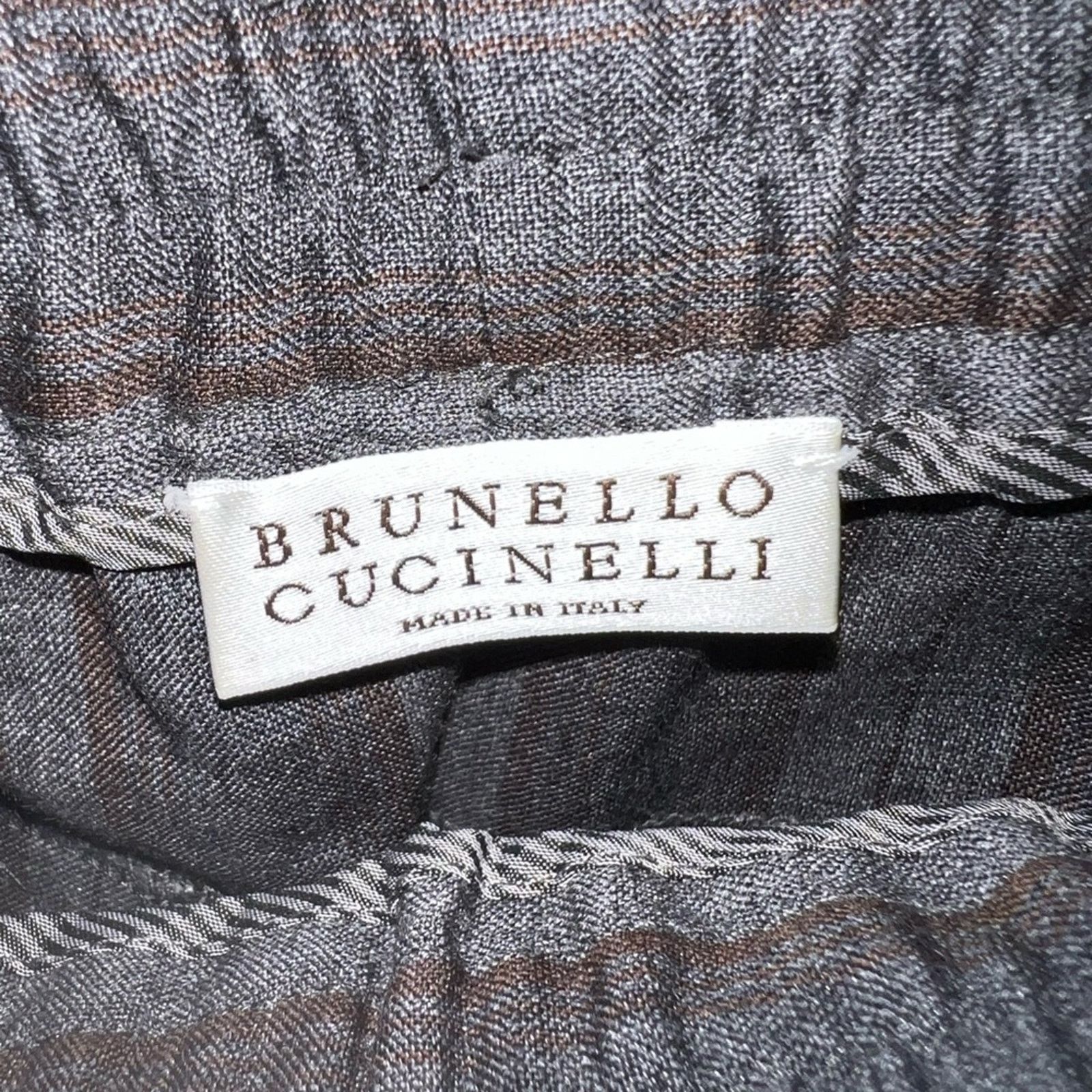 Brunello Cucinelli Brunello Cucinelli wool pullon grey striped trousers 6 Italy Size 28" / US 6 / IT 42 - 4 Thumbnail