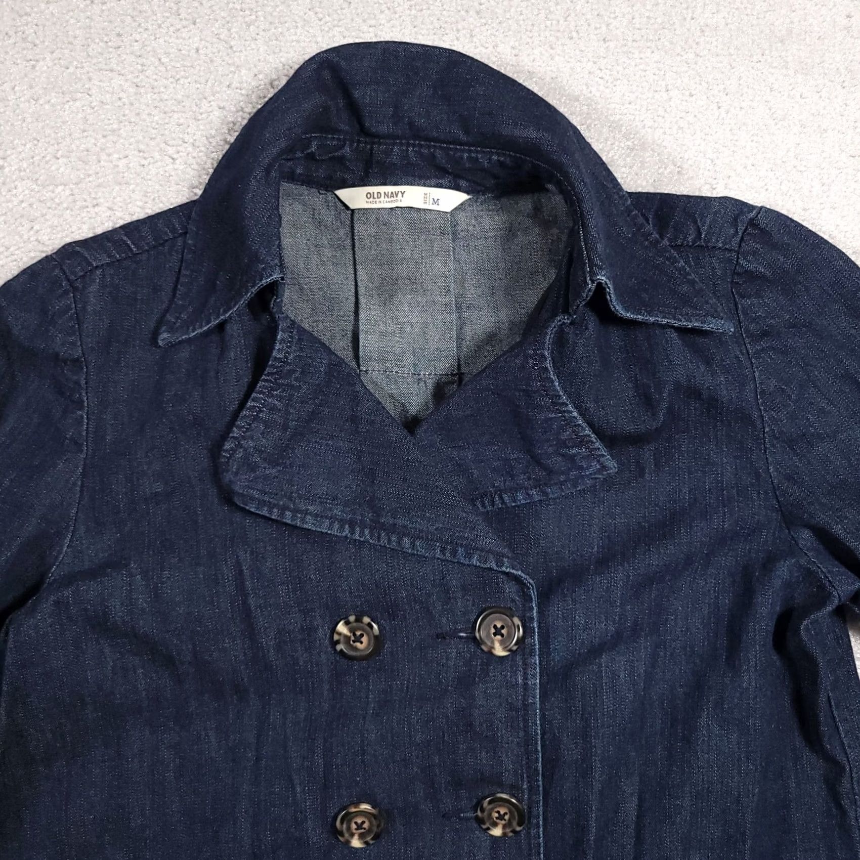 Old Navy Old Navy Jacket Chambray Denim Button Front Double Breasted Collar Womens Medium Blue Solid Casual Jacket Regular Fit Size M / US 6-8 / IT 42-44 - 3 Thumbnail