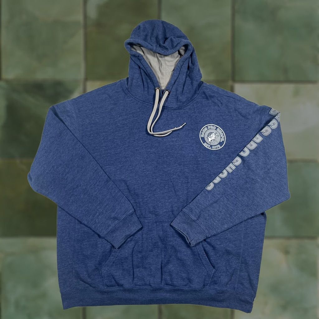 Bass Pro Shops Bass Pro Shops Hoodie Mens 2XL Blue Pullover Kangaroo Pocket Graphic Print Hooded Fisherman Outdoor Logo Mens Size US XXL / EU 58 / 5 - 1 Thumbnail