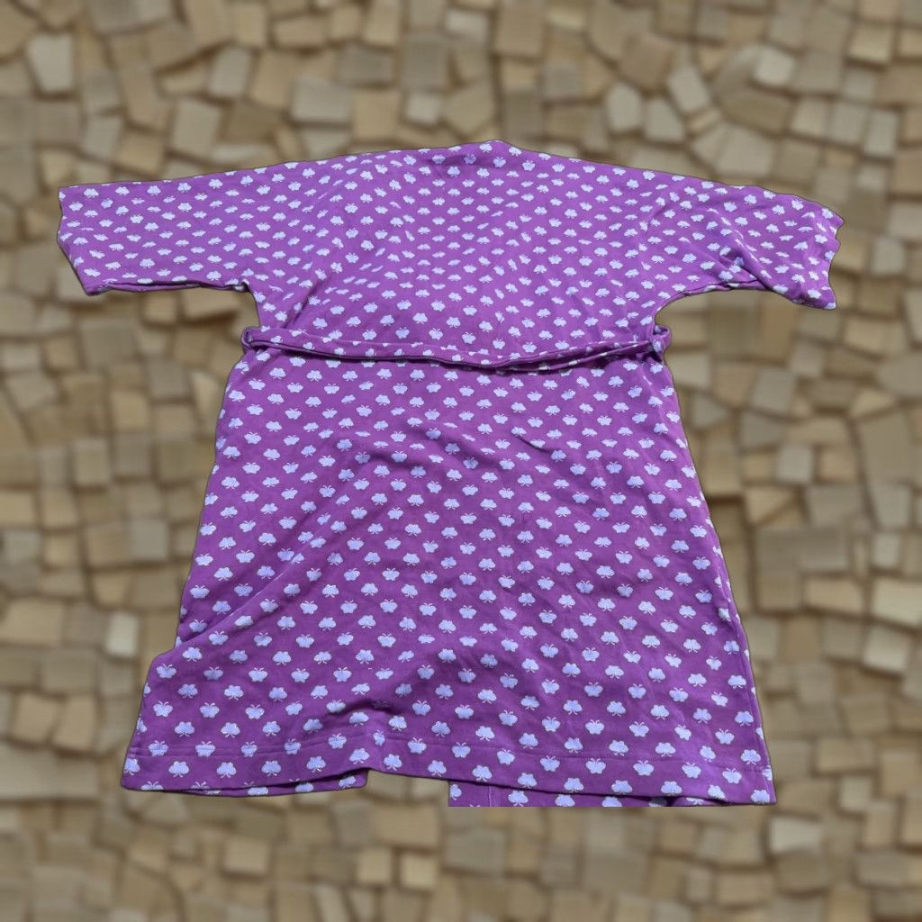 Vintage Aspen Lane Robe Women S/M Purple White Butterflies Tie Waist Size ONE SIZE - 1 Thumbnail