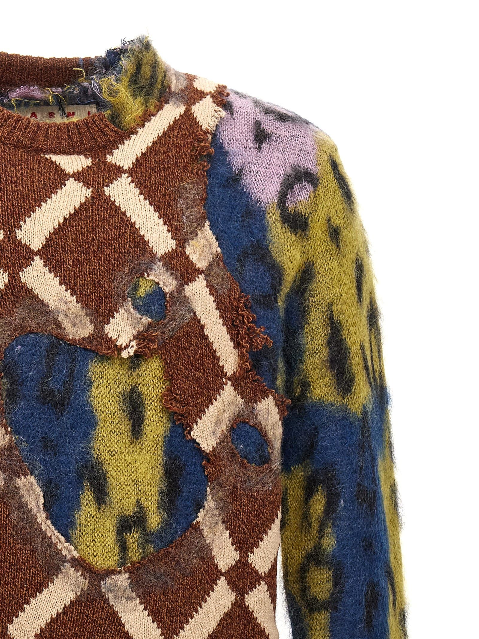 Marni o1s22i1n0924 Mohair Crewneck Sweater in Multicolor Size US M / EU 48-50 / 2 - 3 Thumbnail