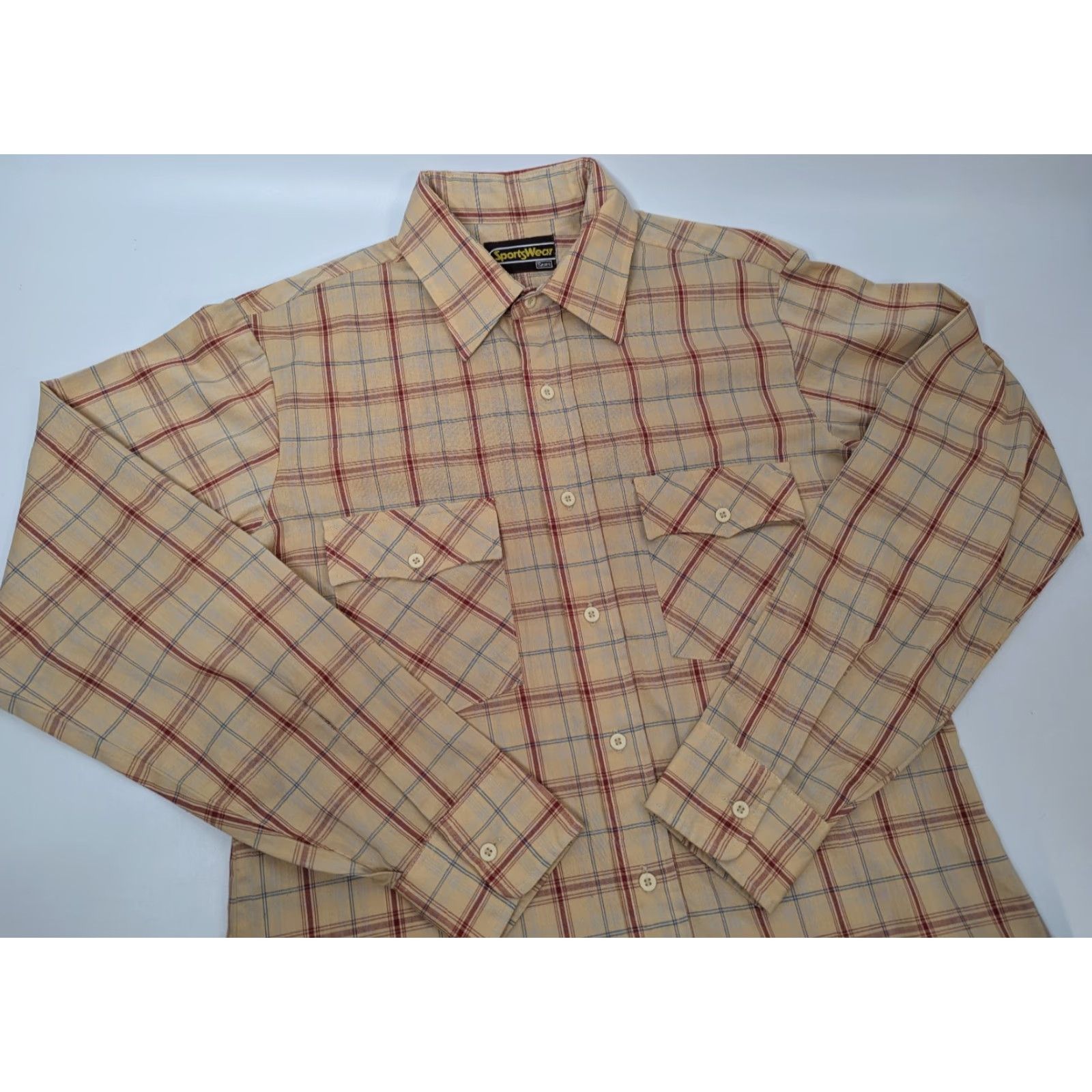 Sears VINTAGE Sears Sportswear Beige Plaid Button Shirt Long Sleeve Men’s Medium Size US M / EU 48-50 / 2 - 2 Thumbnail