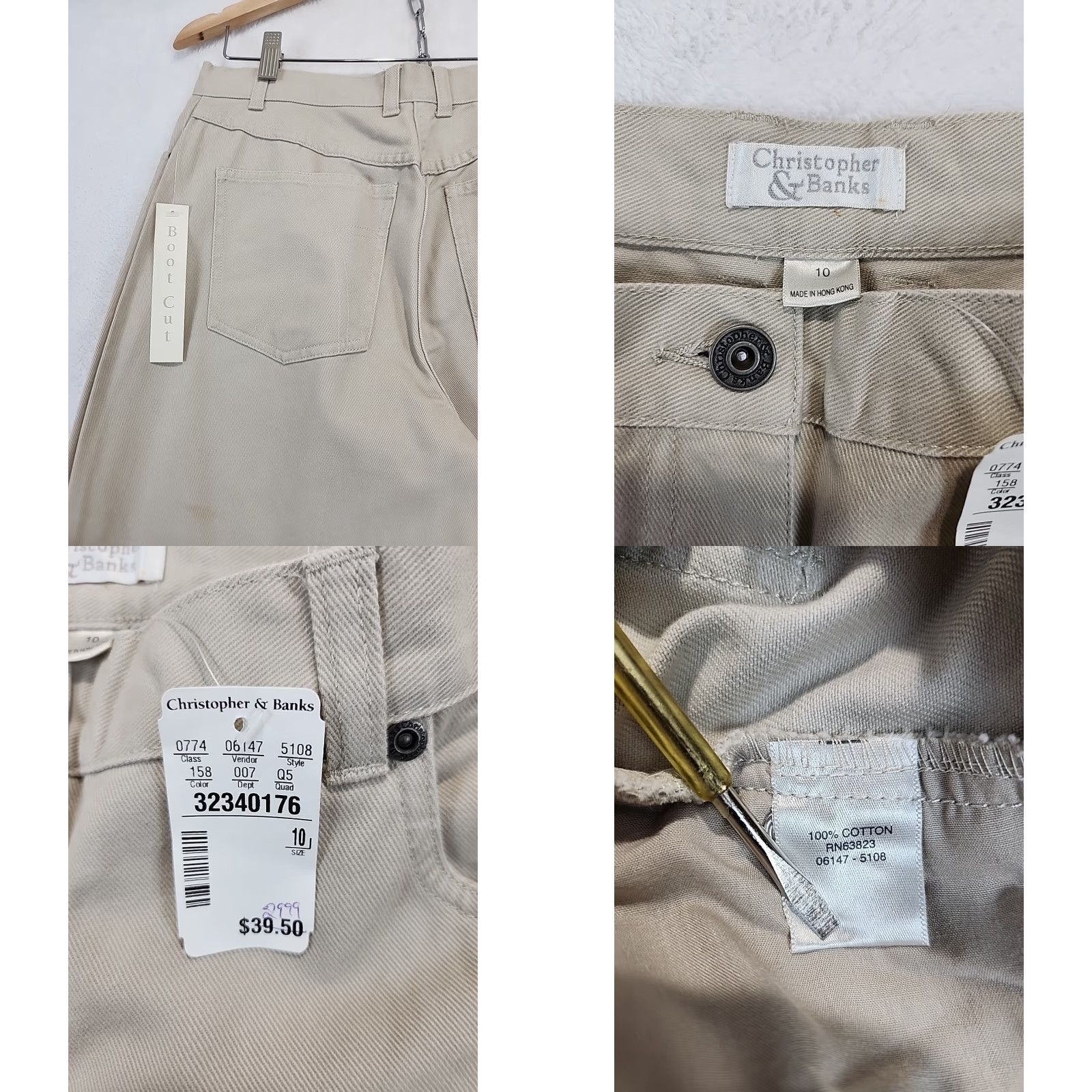 Vintage Christopher & Banks Ladies Comfort Stretch Boot Cut Pants Tan Beige Womens Sz 10 Size 32" / US 10 / IT 46 - 9 Thumbnail