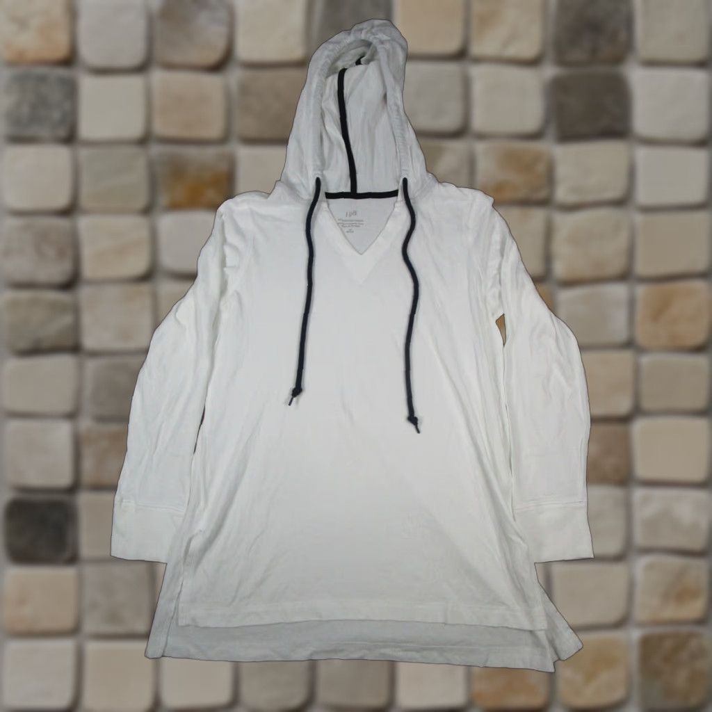 J. Jill J.Jill Fit Everyday Hoodie Womens XS Petite White Cotton Blend Pullover Size XS / US 0-2 / IT 36-38 - 1 Thumbnail