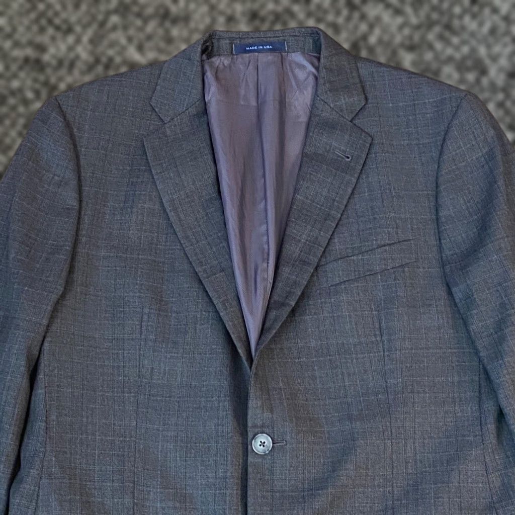 Joseph Abboud Joseph Abboud Blazer Mens 42R Gray Plaid 2 Button Single-Breasted Wool Jacket USA Size 42R - 1 Thumbnail