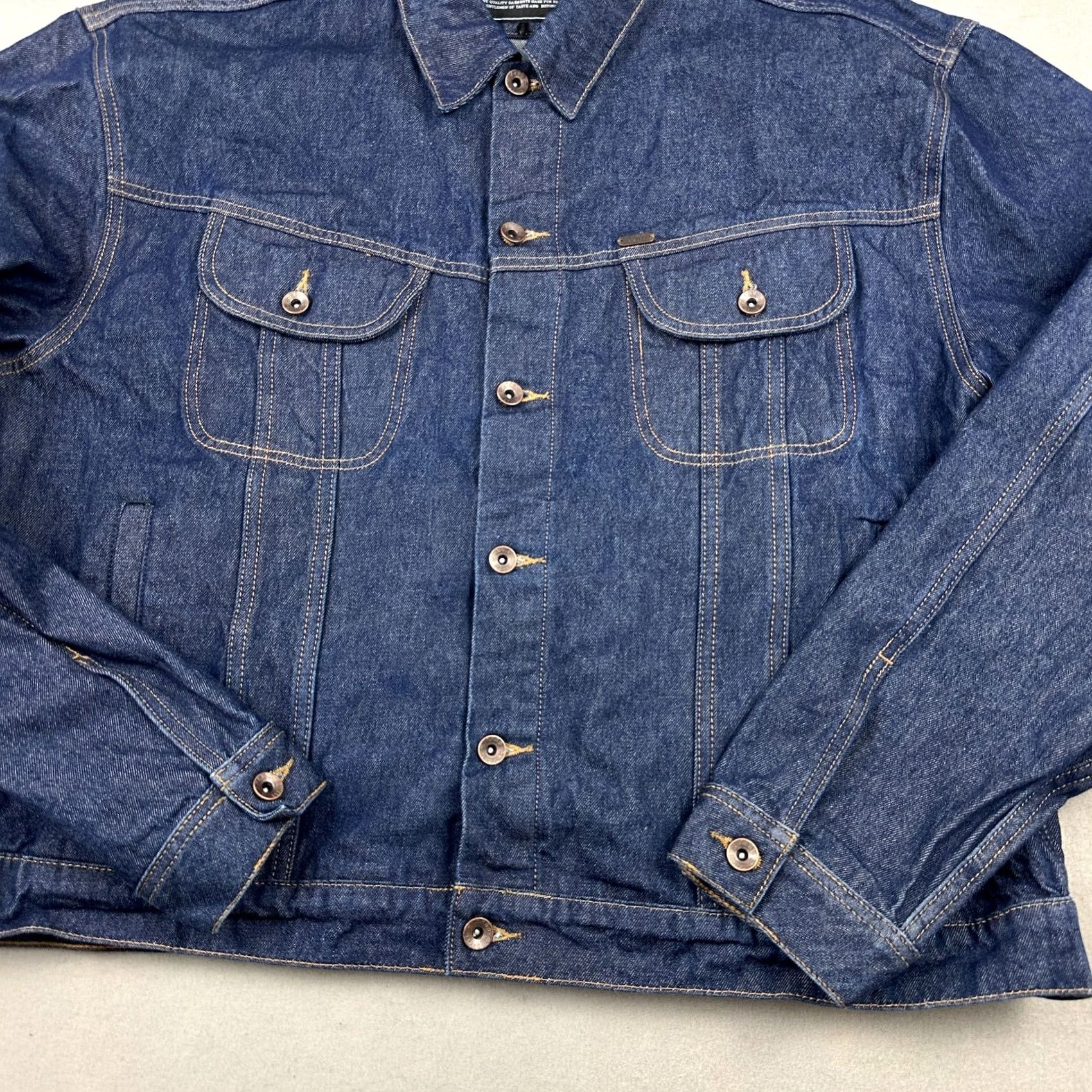 Vintage AKOO Jacket Men 4XL Blue Solid Denim Button Up Pockets Heavy Trucker XXXXL Size US XXL / EU 58 / 5 - 3 Thumbnail