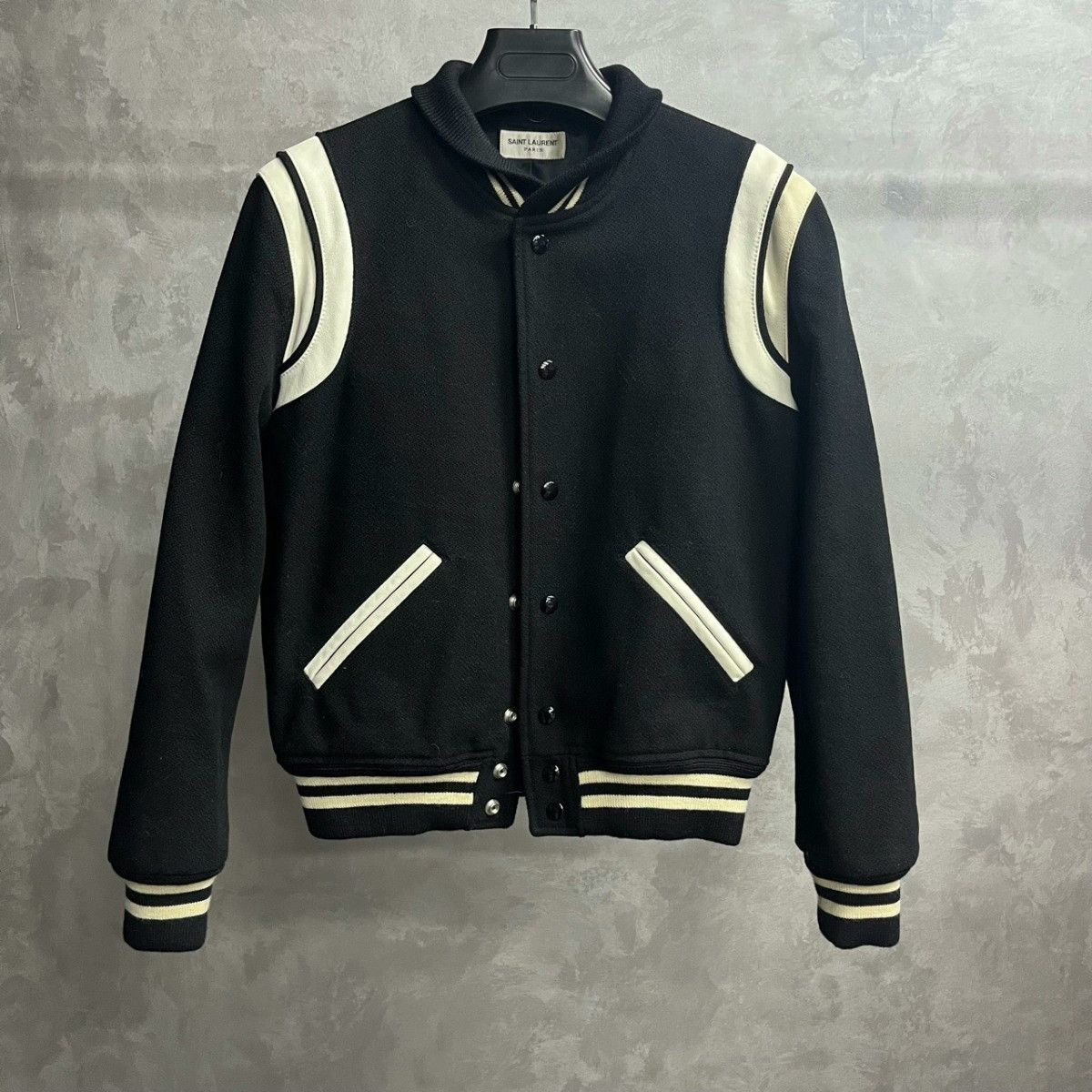 Saint Laurent Paris Saint Laurent Black Striped Baseball Jacket Size US M / EU 48-50 / 2 - 1 Thumbnail