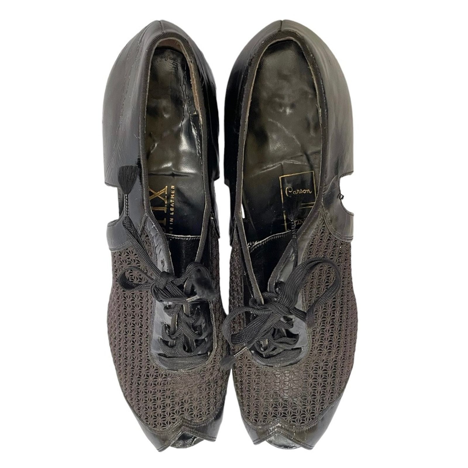 Vintage 1940s Matrix x Carson Pirie Scott Black Mesh Leather Oxfords Size US 6.5 / IT 36.5 - 12 Thumbnail