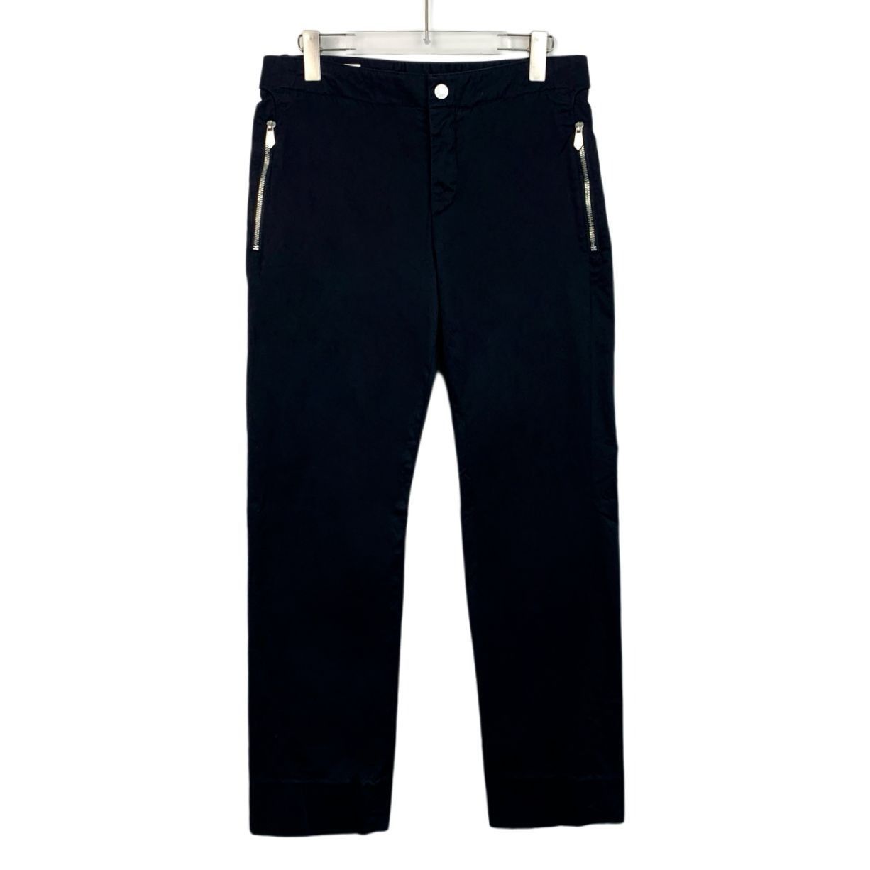 パンツ HERMES Black Cotton Pants Slacks Hermes Hermes Black Cotton Straight Leg Trousers W/ Zipper Details