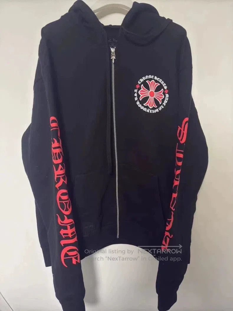 Chrome Hearts Black Red Chrome Hearts Zip Hoodie- Size US L / EU 52-54 / 3 - 1 Thumbnail