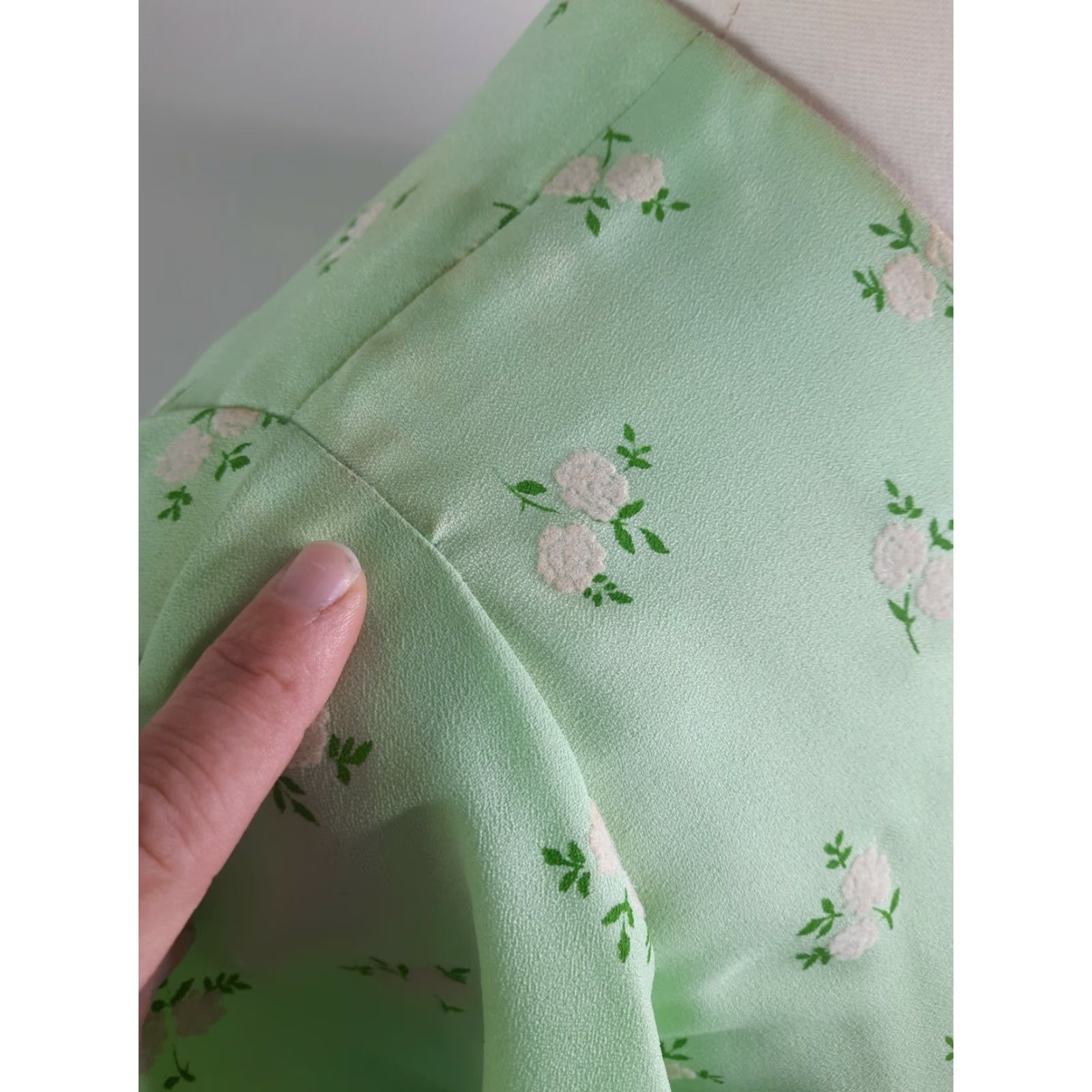 Vintage VINTAGE Maxi Dress Gown Flutter Sleeve Mint Green Large 14/16 V neck 60s 70s Boho Handmade Party Womens Size S / US 4 / IT 40 - 3 Thumbnail