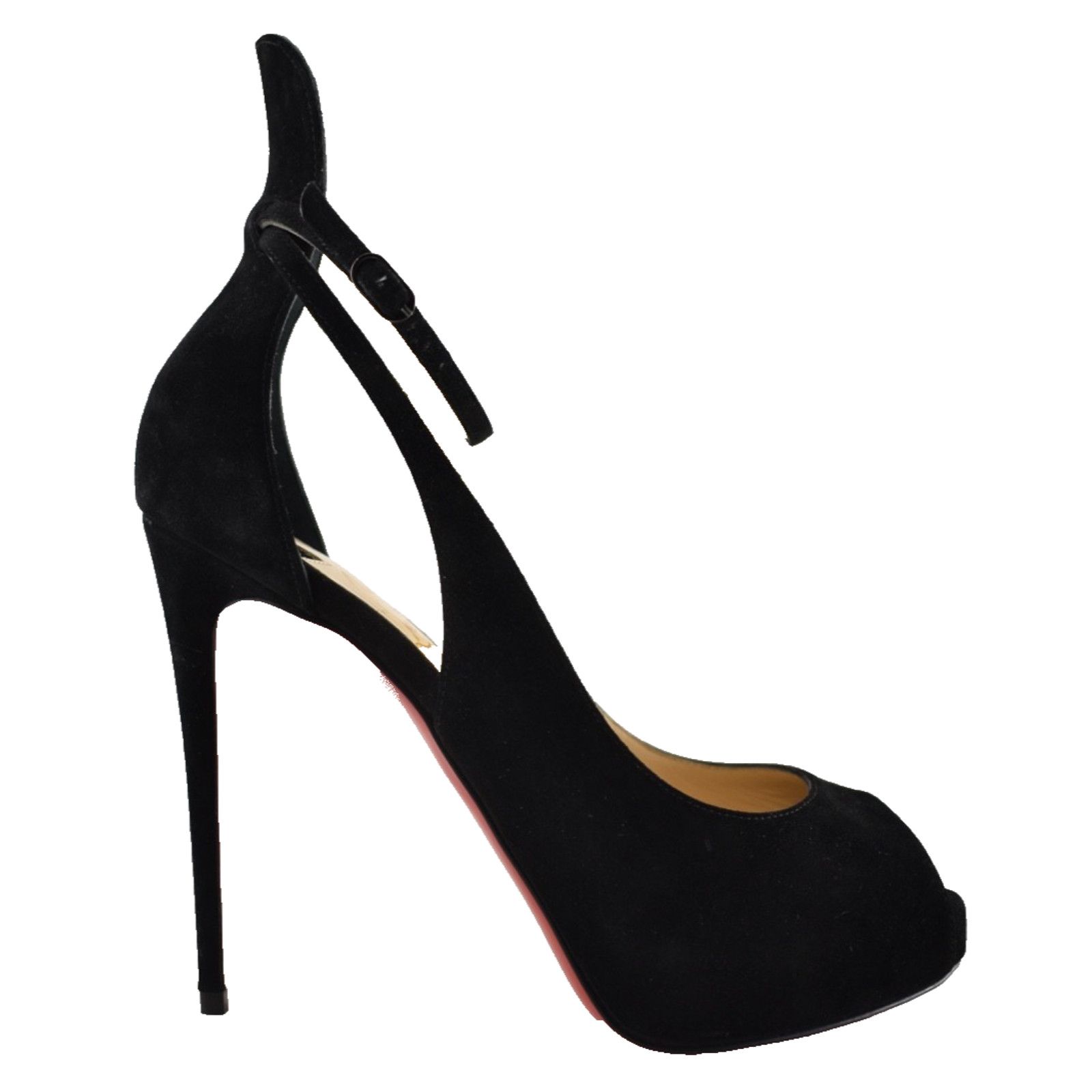 Christian Louboutin Mascaralta 120 Black Suede Peep Platform Sandal Heel Pump 36 Size US 6 / IT 36 - 3 Thumbnail