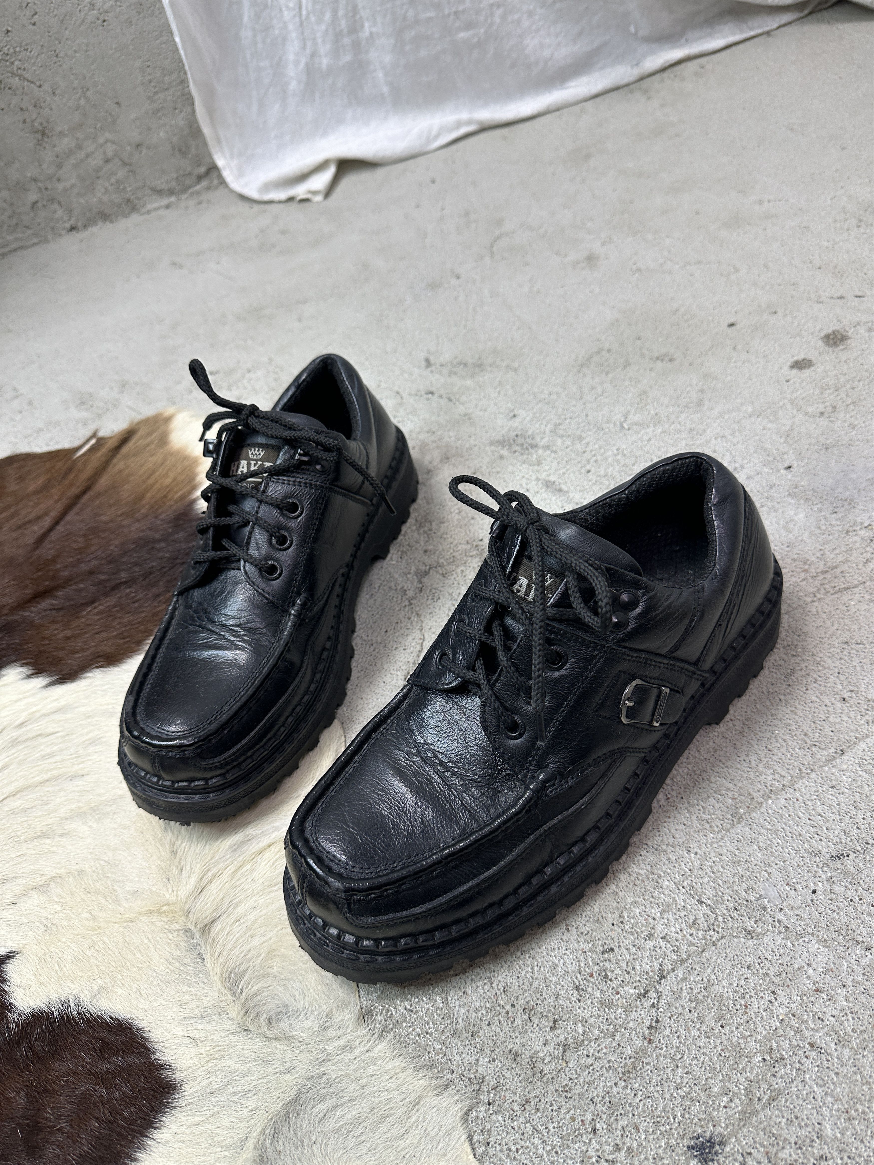 Vintage Vintage Avant Garde Leather Biker Derby Boots Y2K Size US 10 / EU 43 - 1 Thumbnail