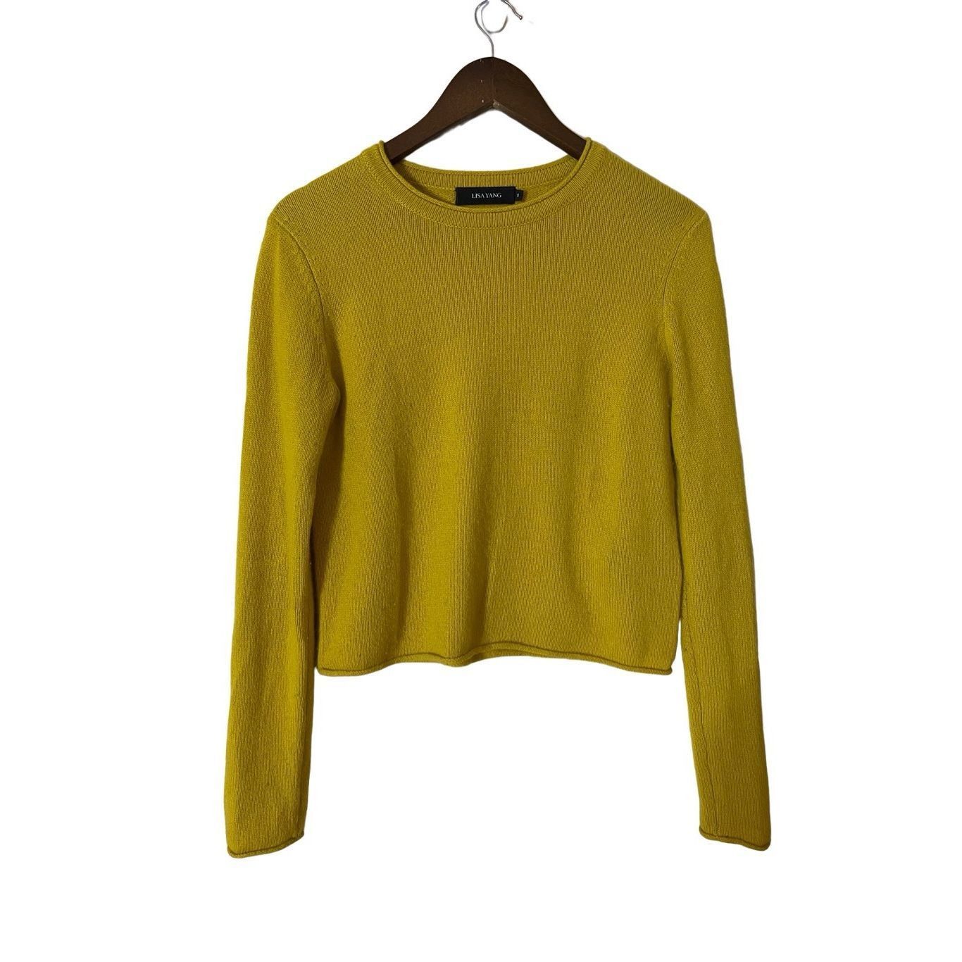 image of Lisa Yang Womens Size 0 100% Cashmere Sweater Yellow Crewnec