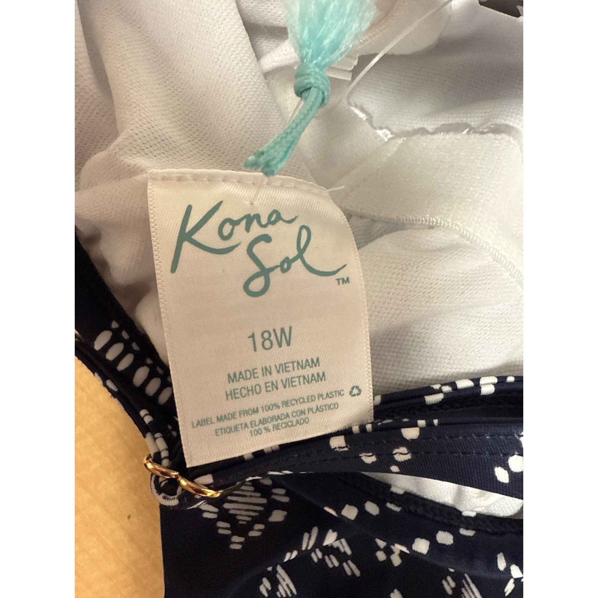 Other Kona Sol 18W Navy Geometric Print Tankini Top Plus Size Swim Size ONE SIZE - 8 Thumbnail
