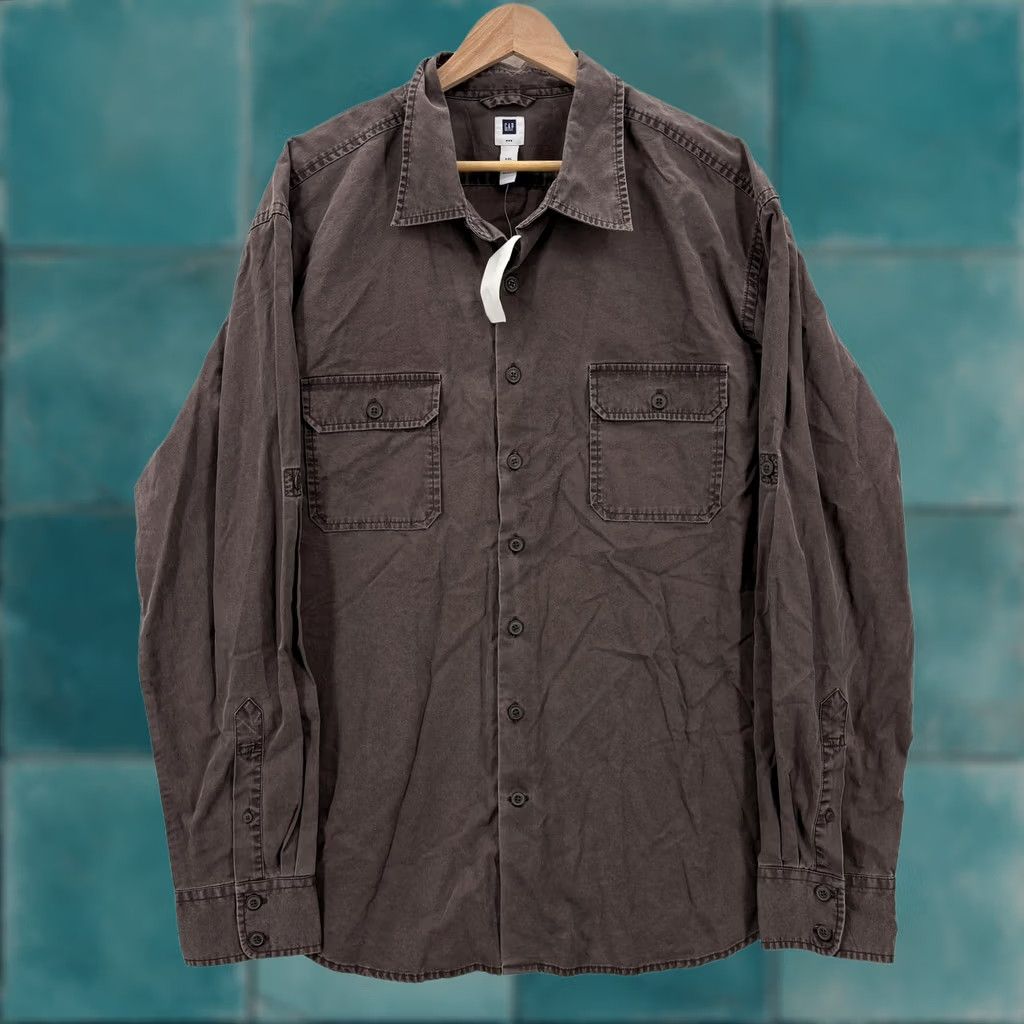 Gap Gap Utility Shirt Mens 2XL Brown Long Sleeve 100% Cotton Button Front Casual NWT Size US XXL / EU 58 / 5 - 1 Thumbnail