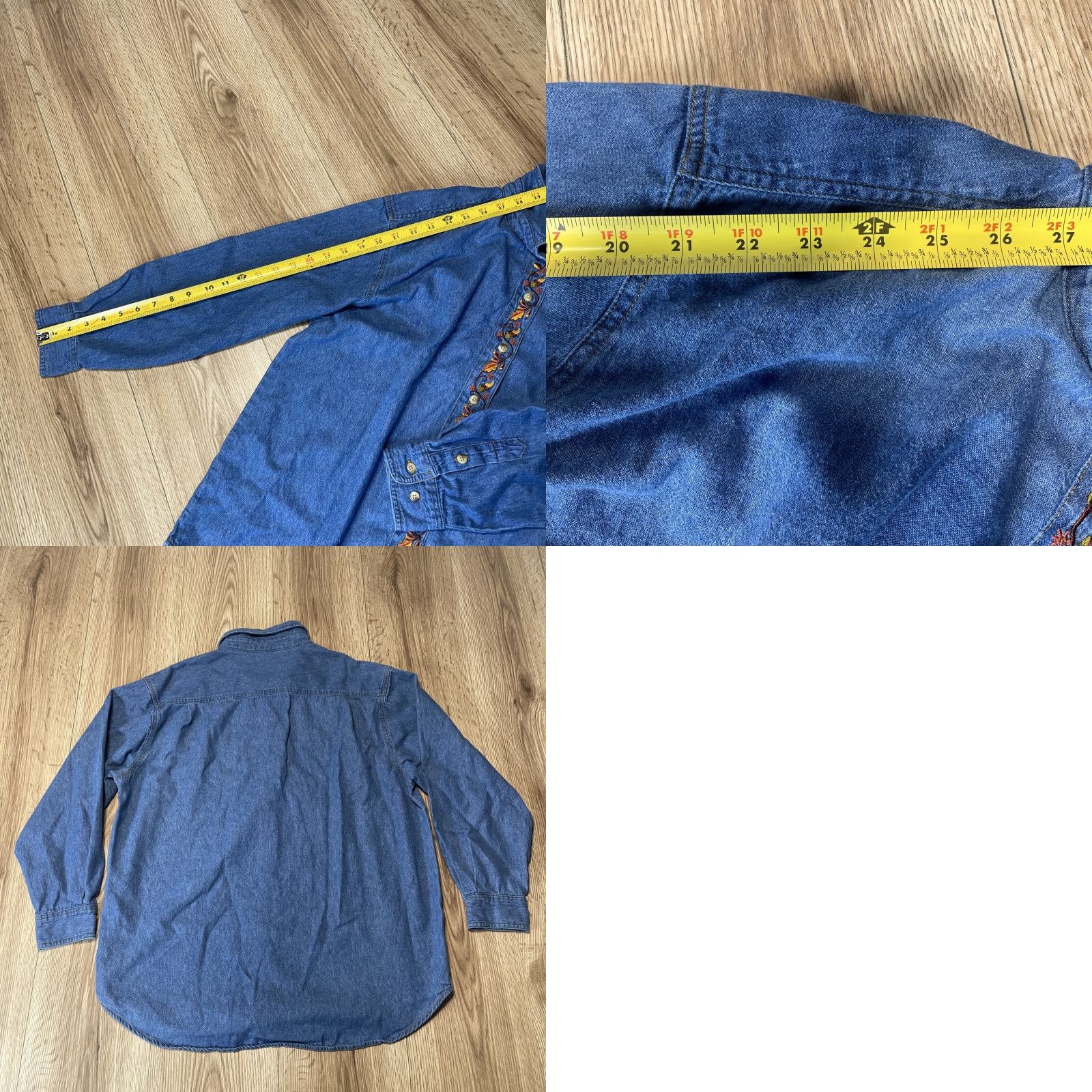 Vintage VINTAGE Style Studio Denim Shirt Women Long Sleeve Blue Cotton Casual Seasonal Size L Size 36" / US 14 / IT 50 - 8 Thumbnail