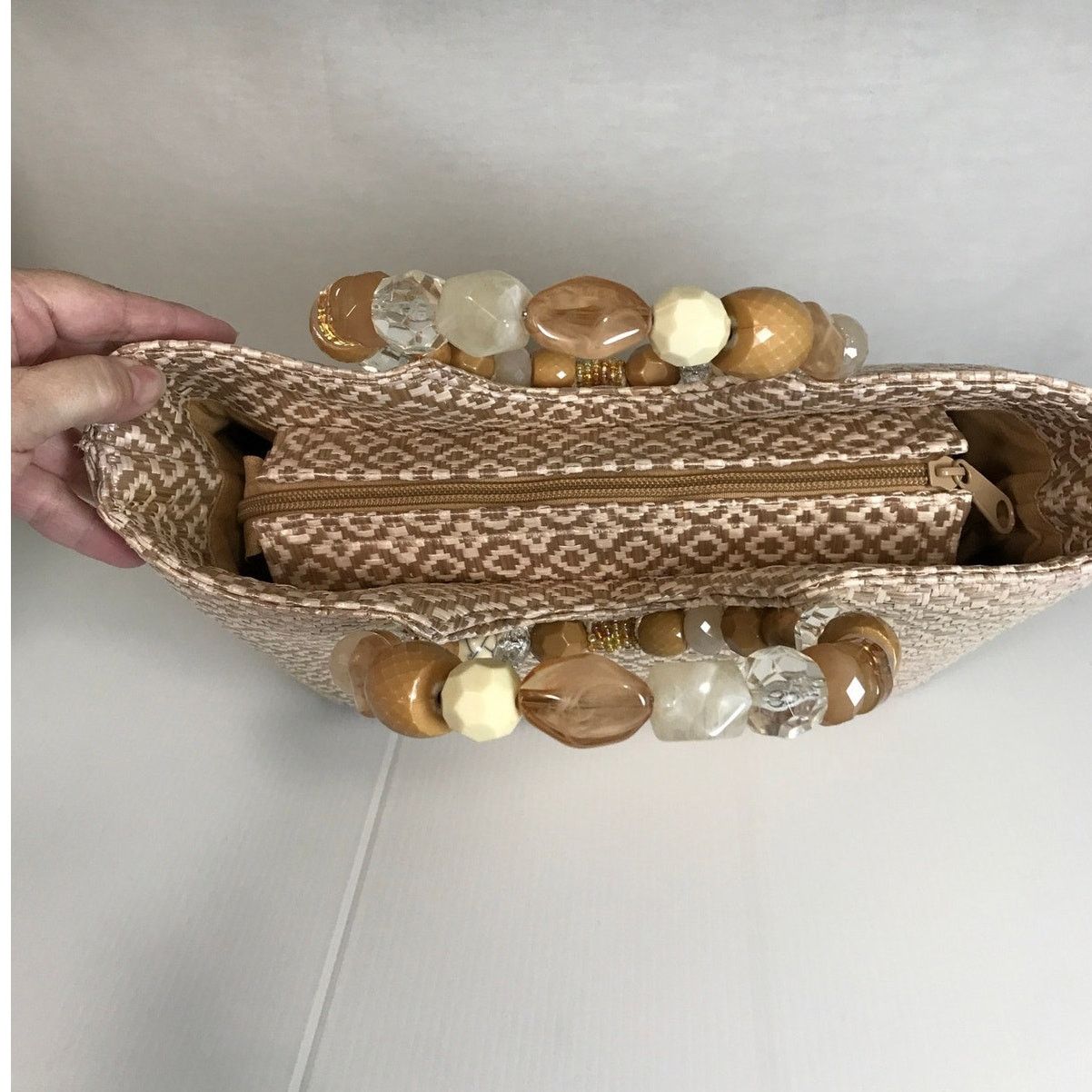 Other Cappelli Straworld Boho Beach Beaded Handle Textured Handbag Size ONE SIZE - 7 Thumbnail