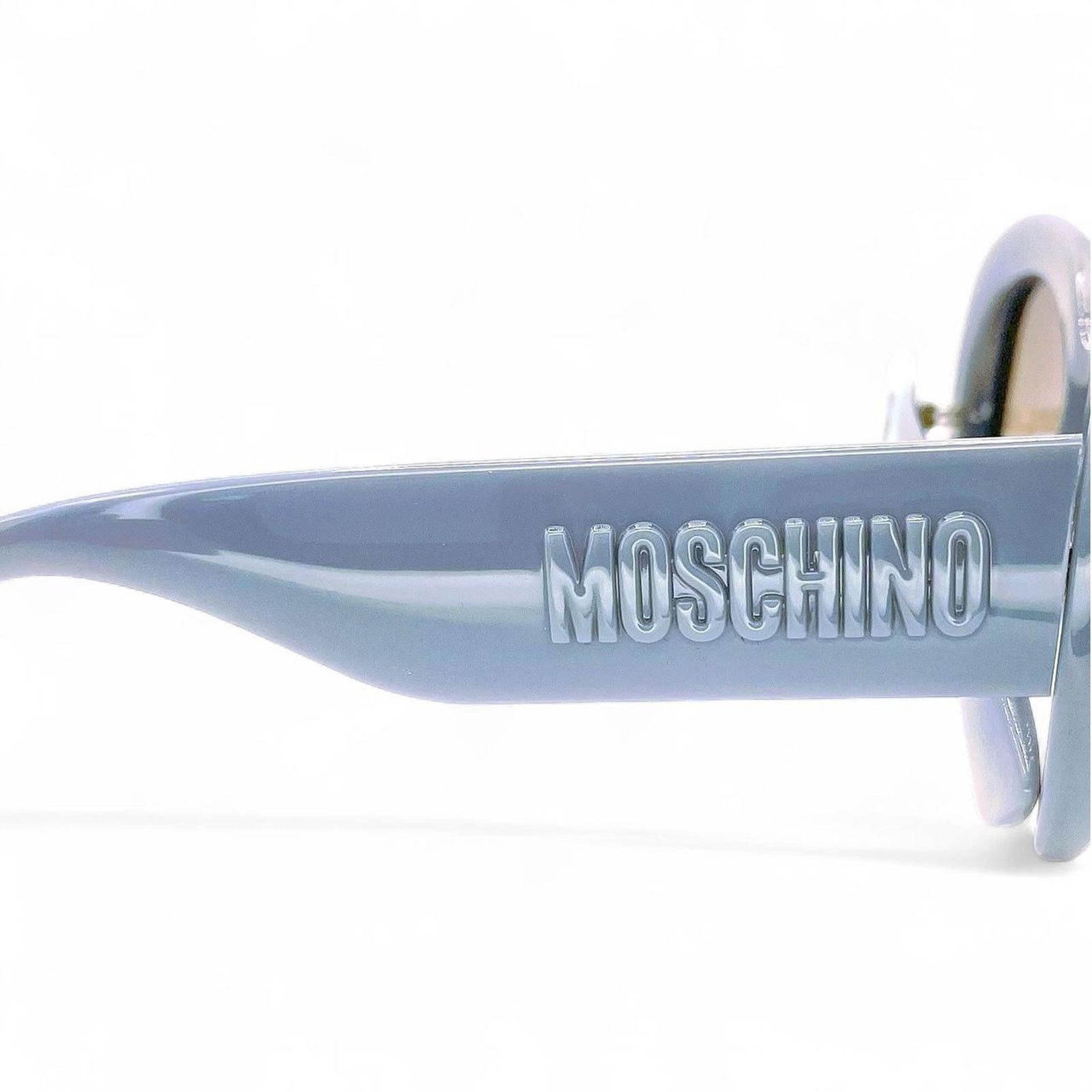 Moschino Moschino Grey Blue Periwinkle Round Sunglasses Black Lenses Size ONE SIZE - 3 Thumbnail